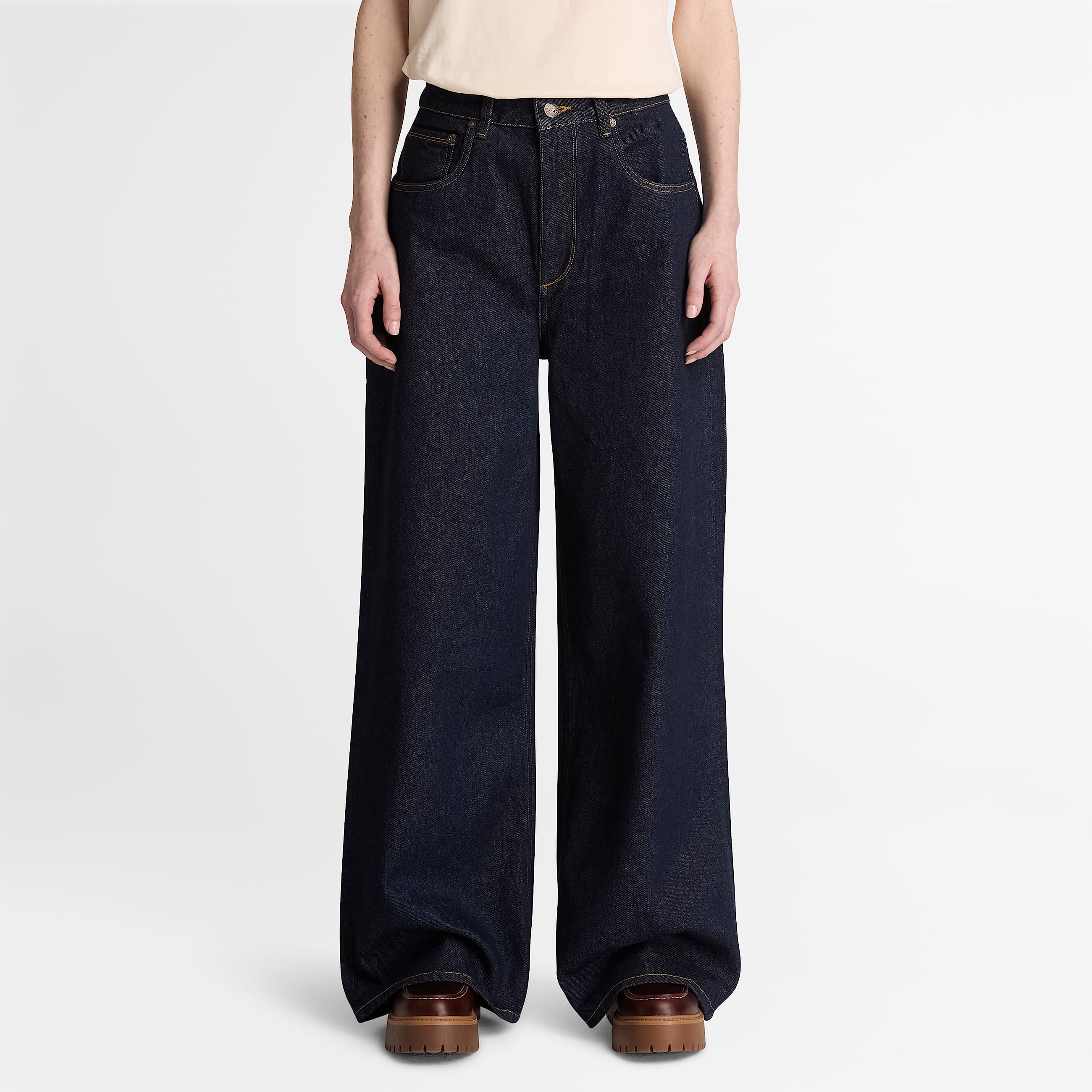 Wide Leg Denim Trouser for Women in Dark Blue TBL Blue ALT1
