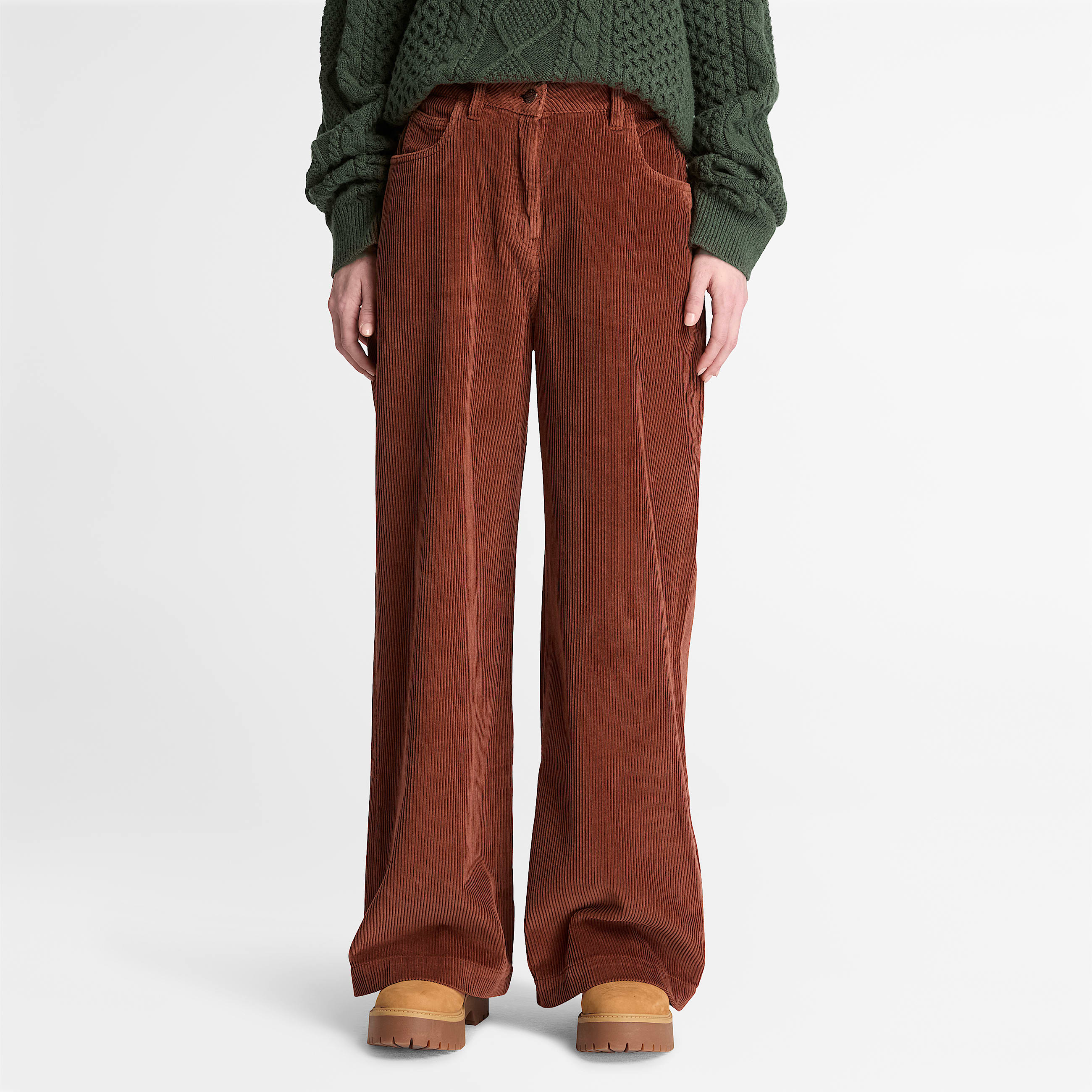 Pantalon large en velours ctel pour femme en marron TBL marron ALT1