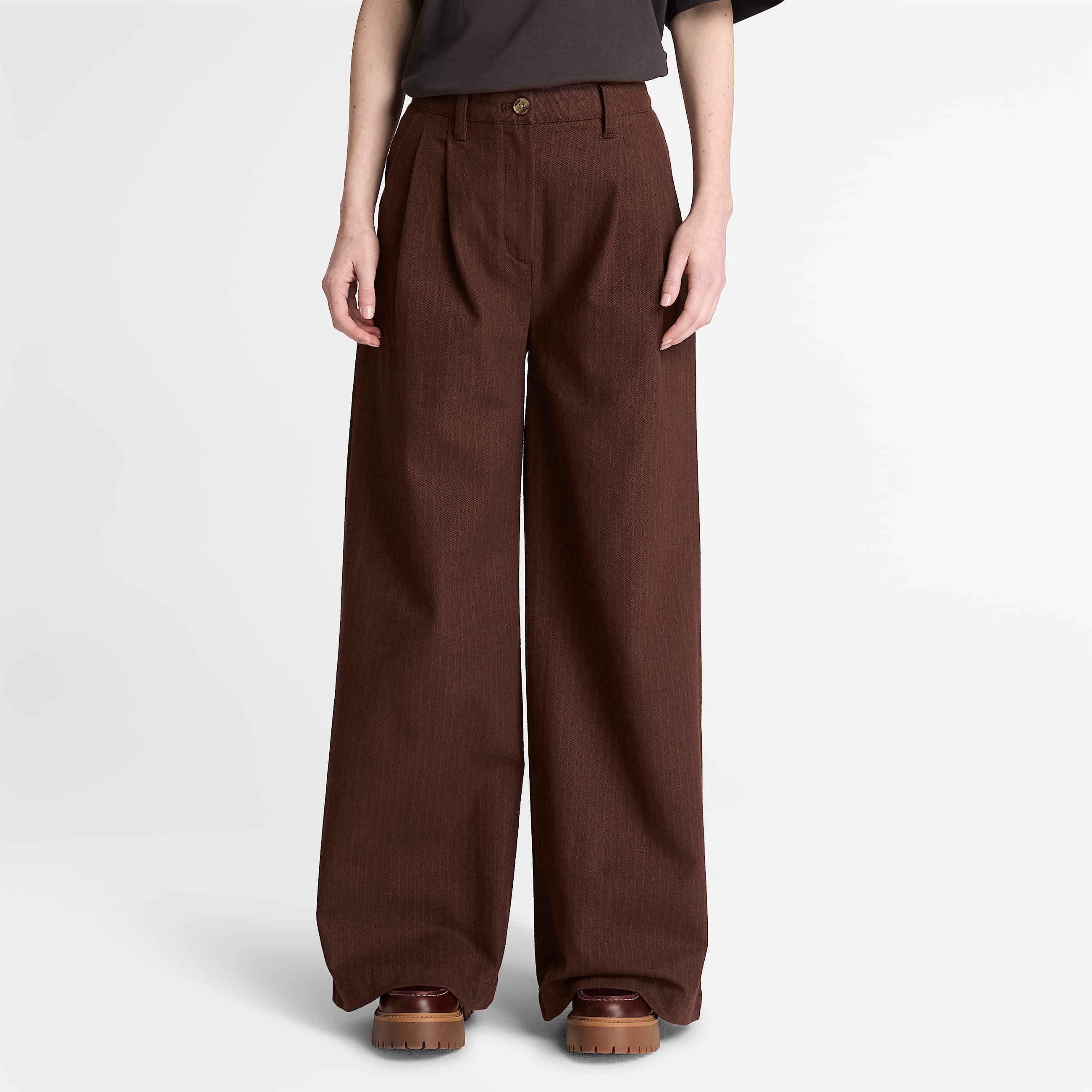 Hose mit Fischgrtmuster fr Damen in Dunkelbraun TBL Braun ALT1