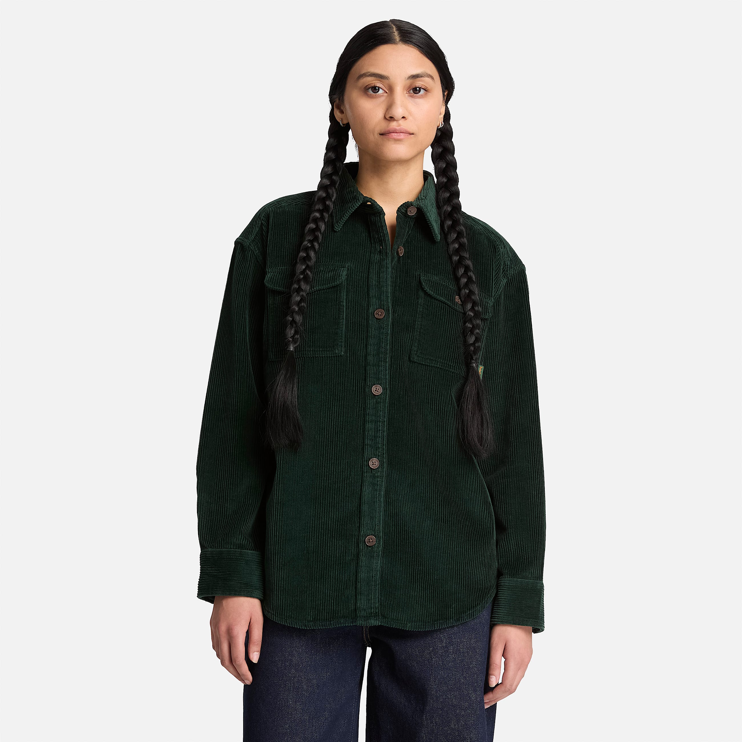 Surchemise en velours ctel pour femme en vert fonc TBL Verte ALT1