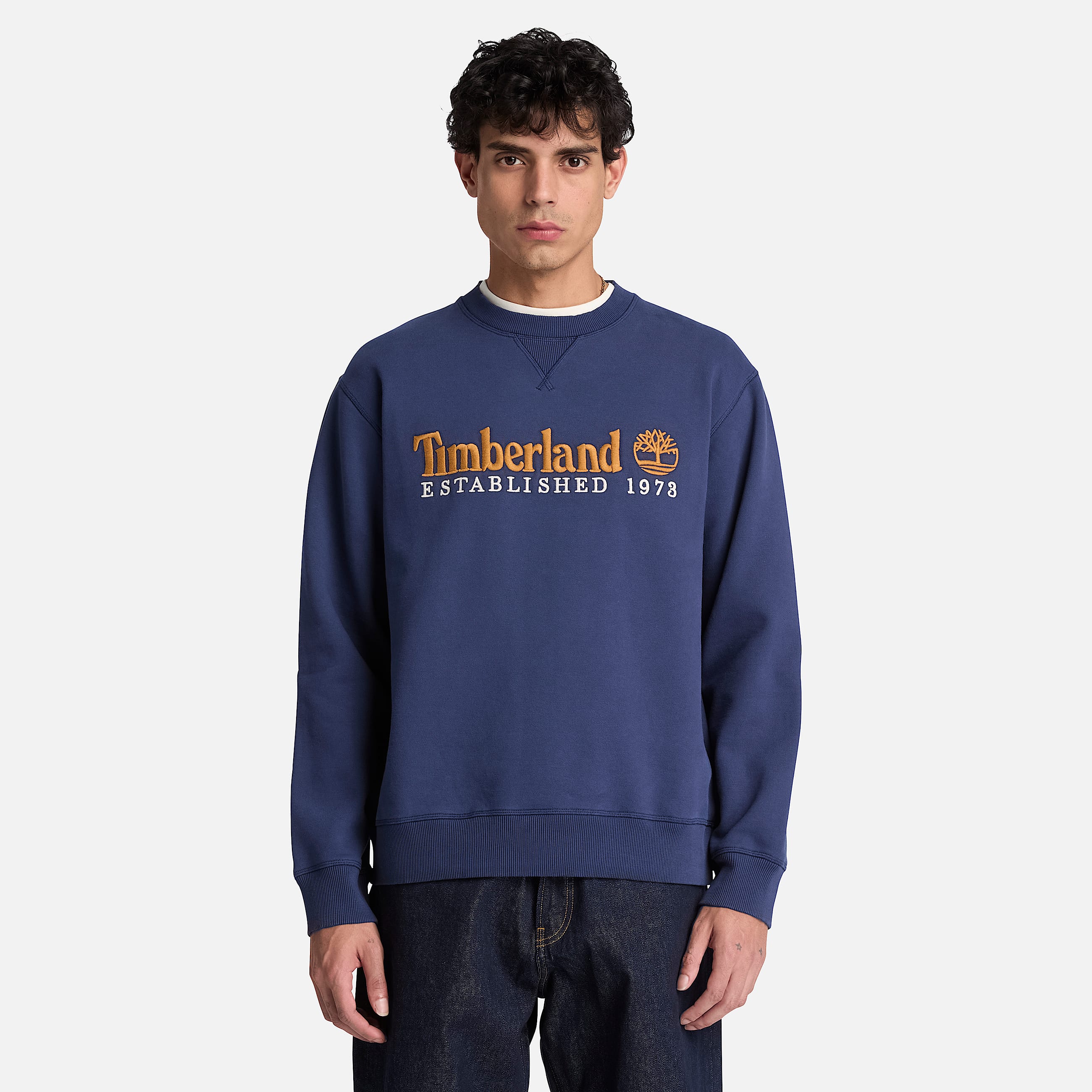 Sweat  col rond et logo brod Established 1973 pour homme en bleu fonc TBL bleu ALT1