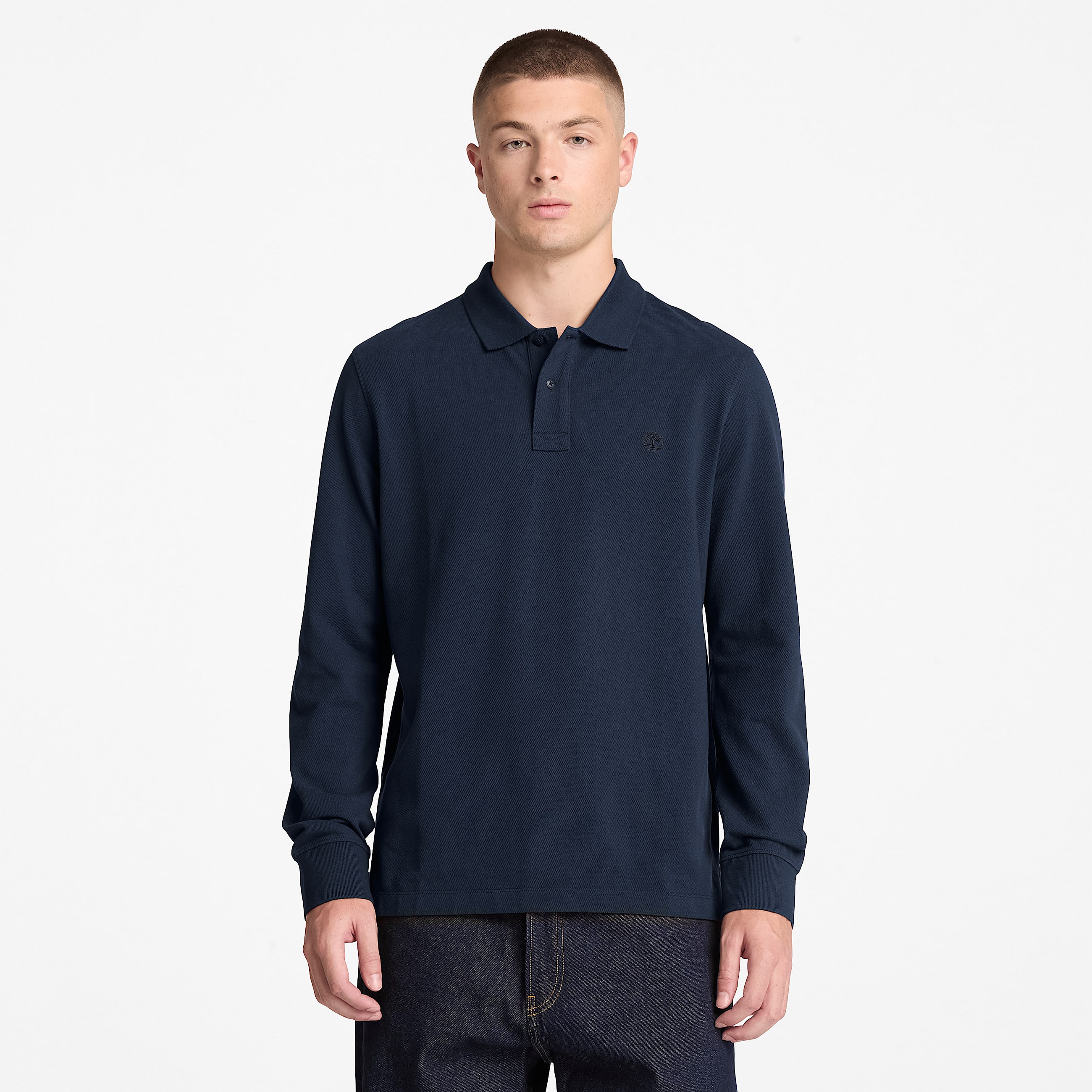 Millers River LongSleeve Polo for Men in Dark Blue TBL Blue ALT1