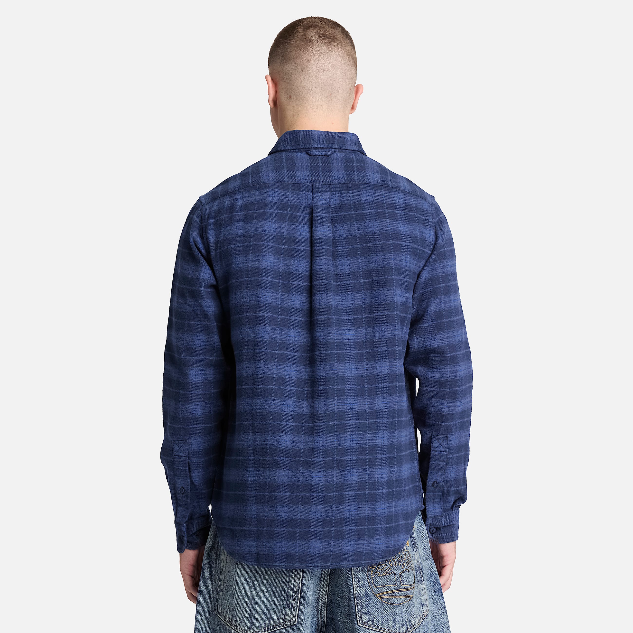 Chemise classique en flanelle  carreaux pour homme en bleu fonc TBL bleu ALT8
