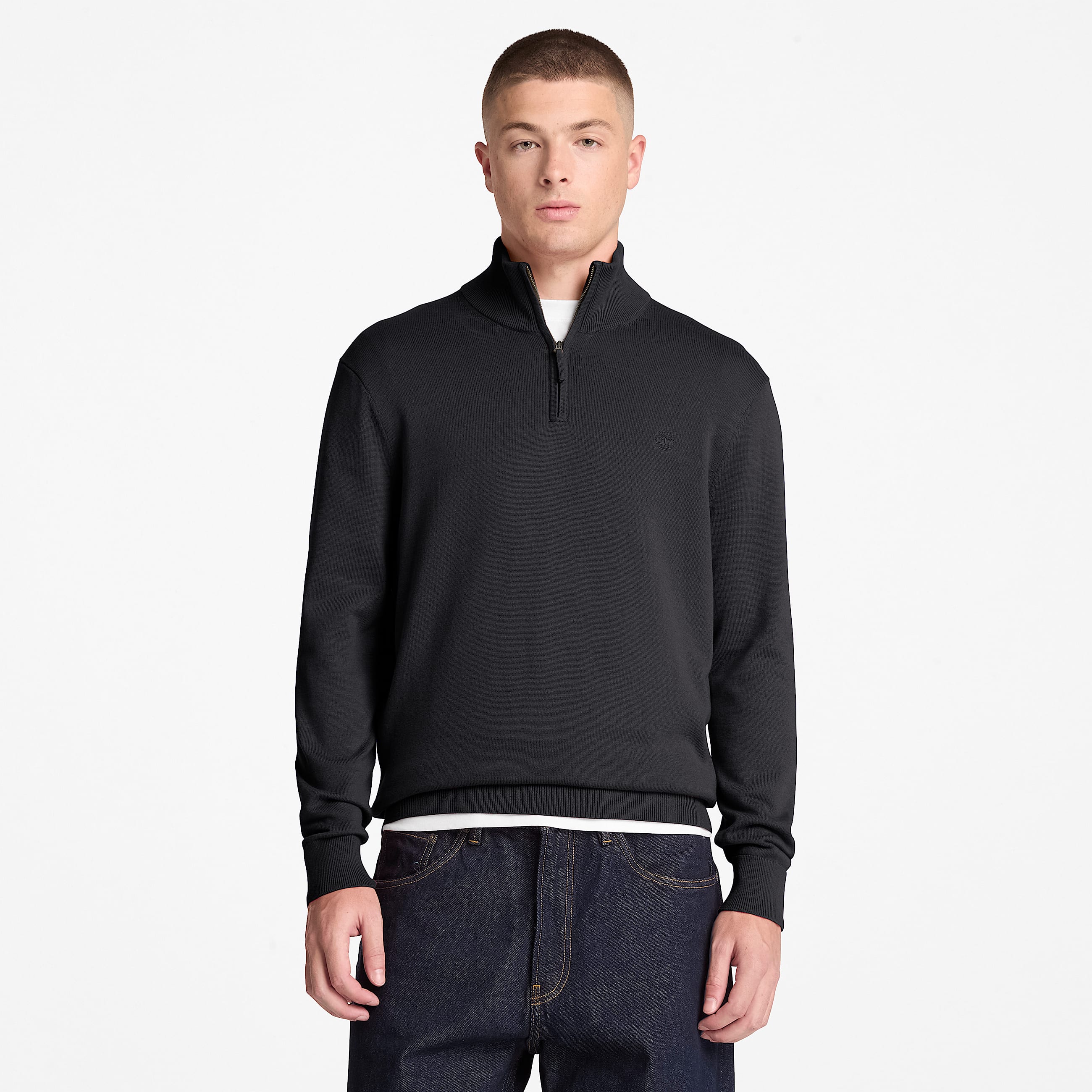 Jersey de algodn con cremallera de 14 Williams River para hombre en negro TBL negro ALT1