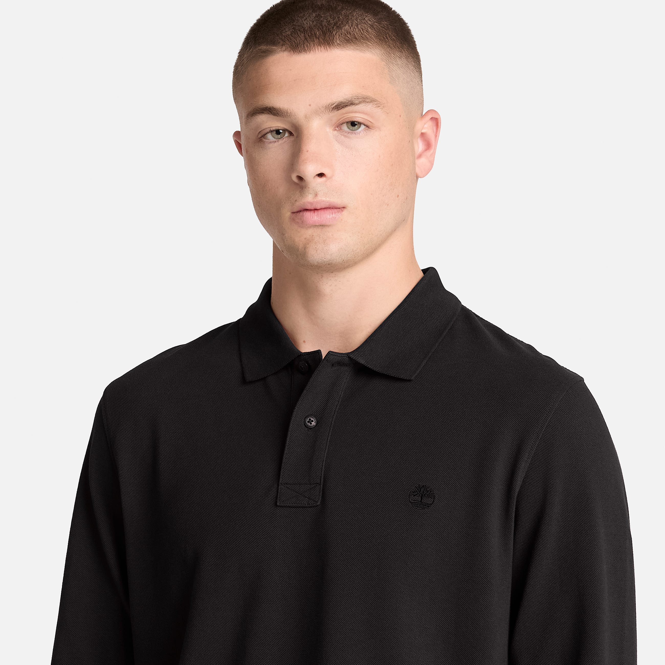 Millers River LongSleeve Polo for Men in Black TBL Black ALT3