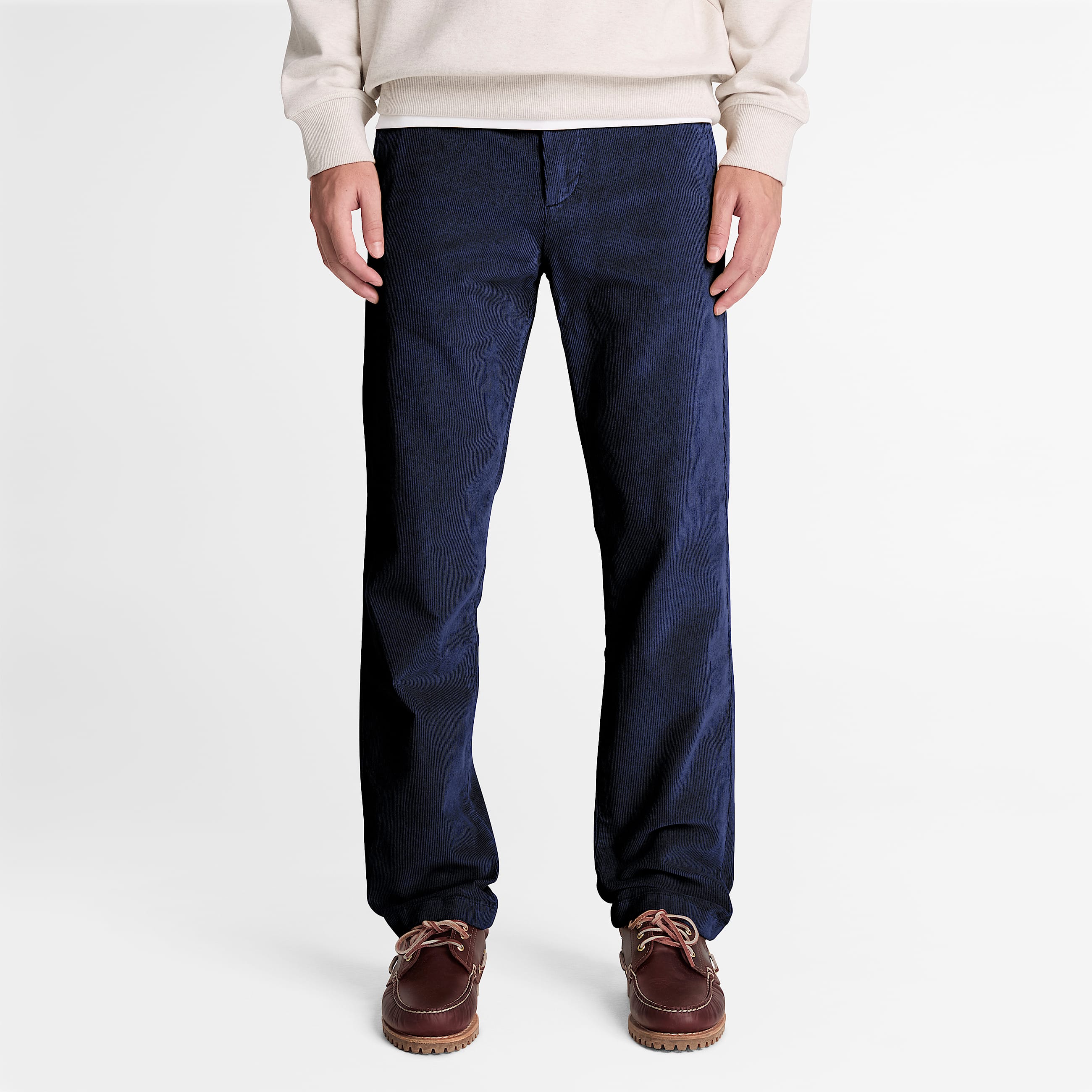 Claremont Straight Corduroy Chino Trouser for Men in Dark Blue TBL Blue ALT1