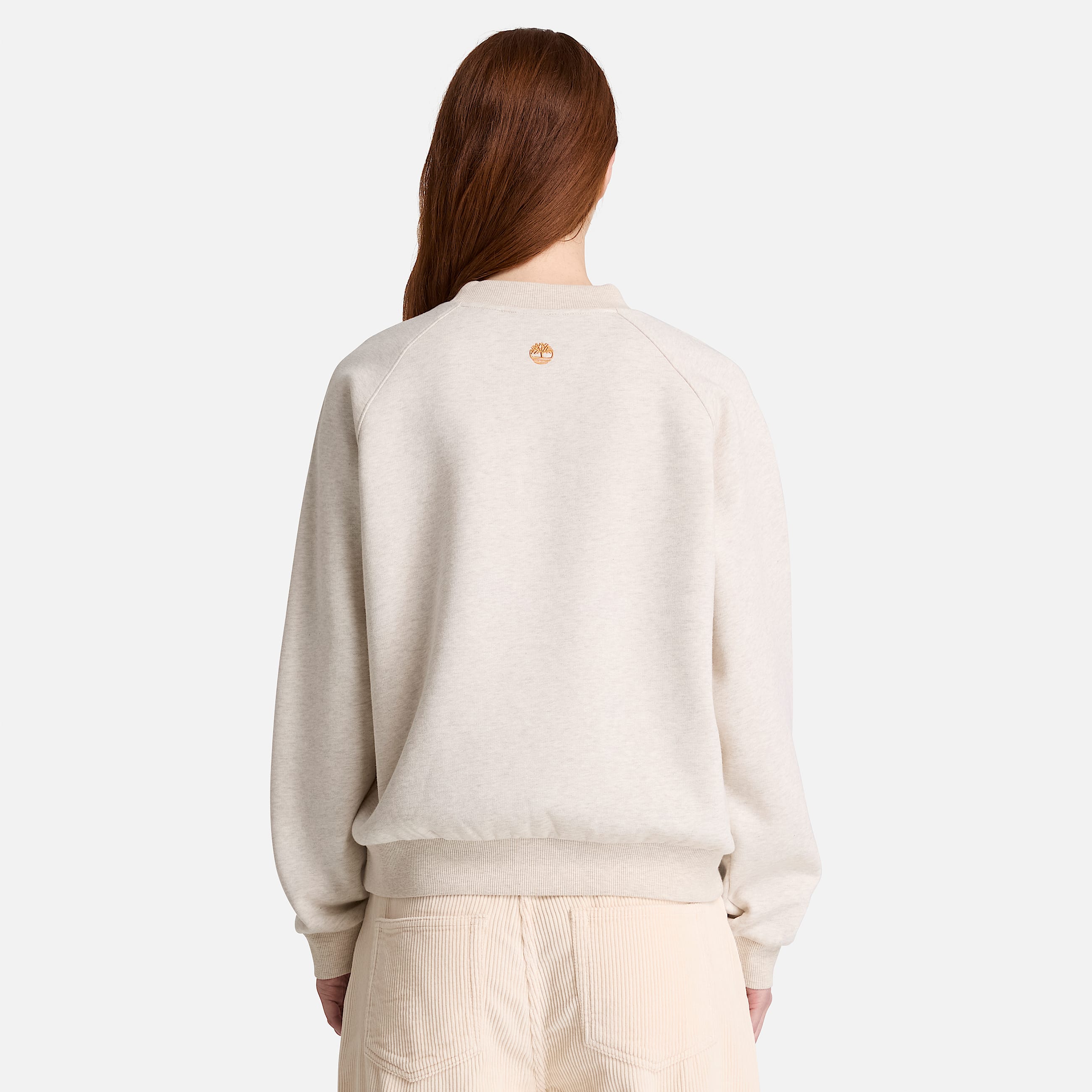 Sweat  col rond motif et envers bross pour femme en beige clair TBL beige ALT8