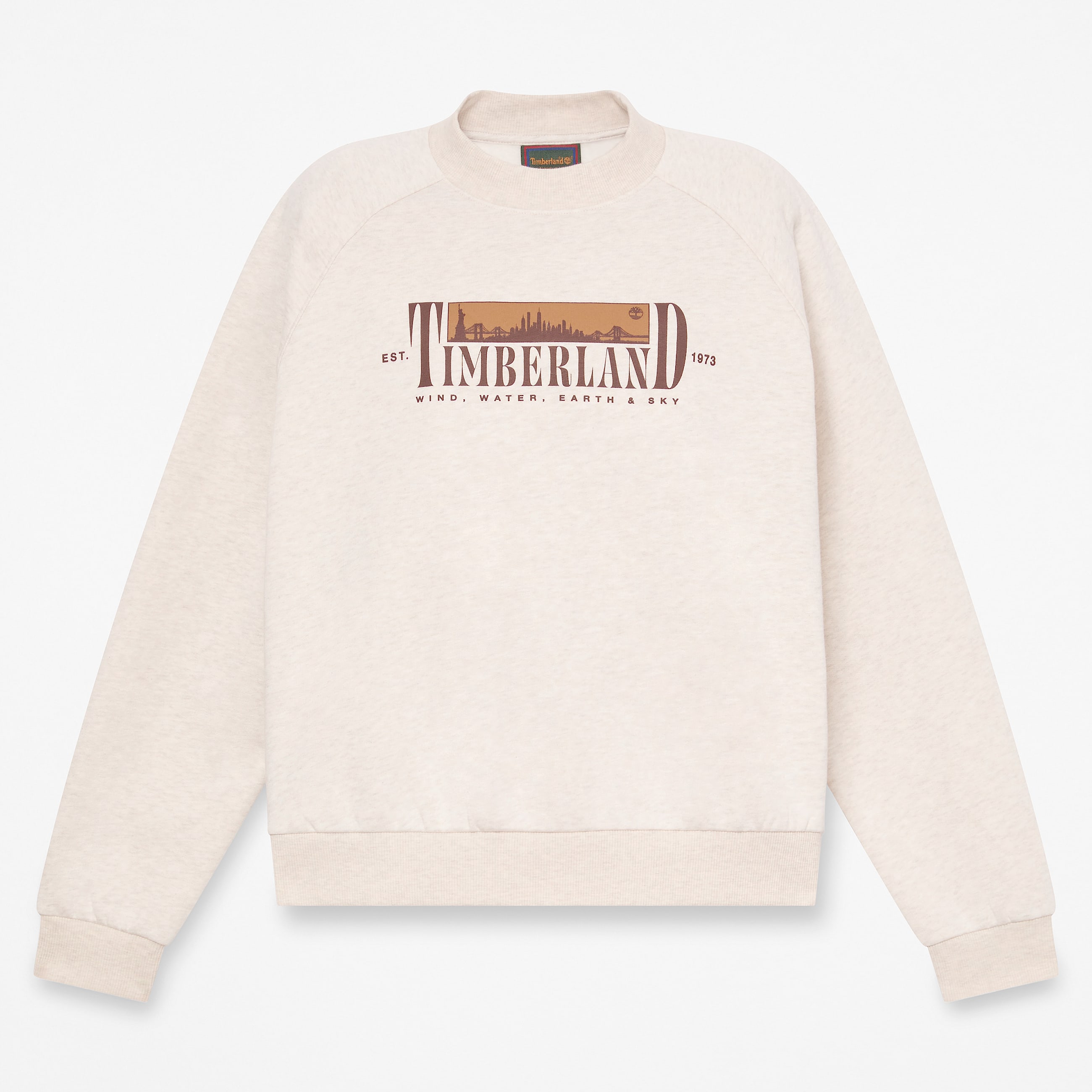 Sweat  col rond motif et envers bross pour femme en beige clair TBL beige HERO