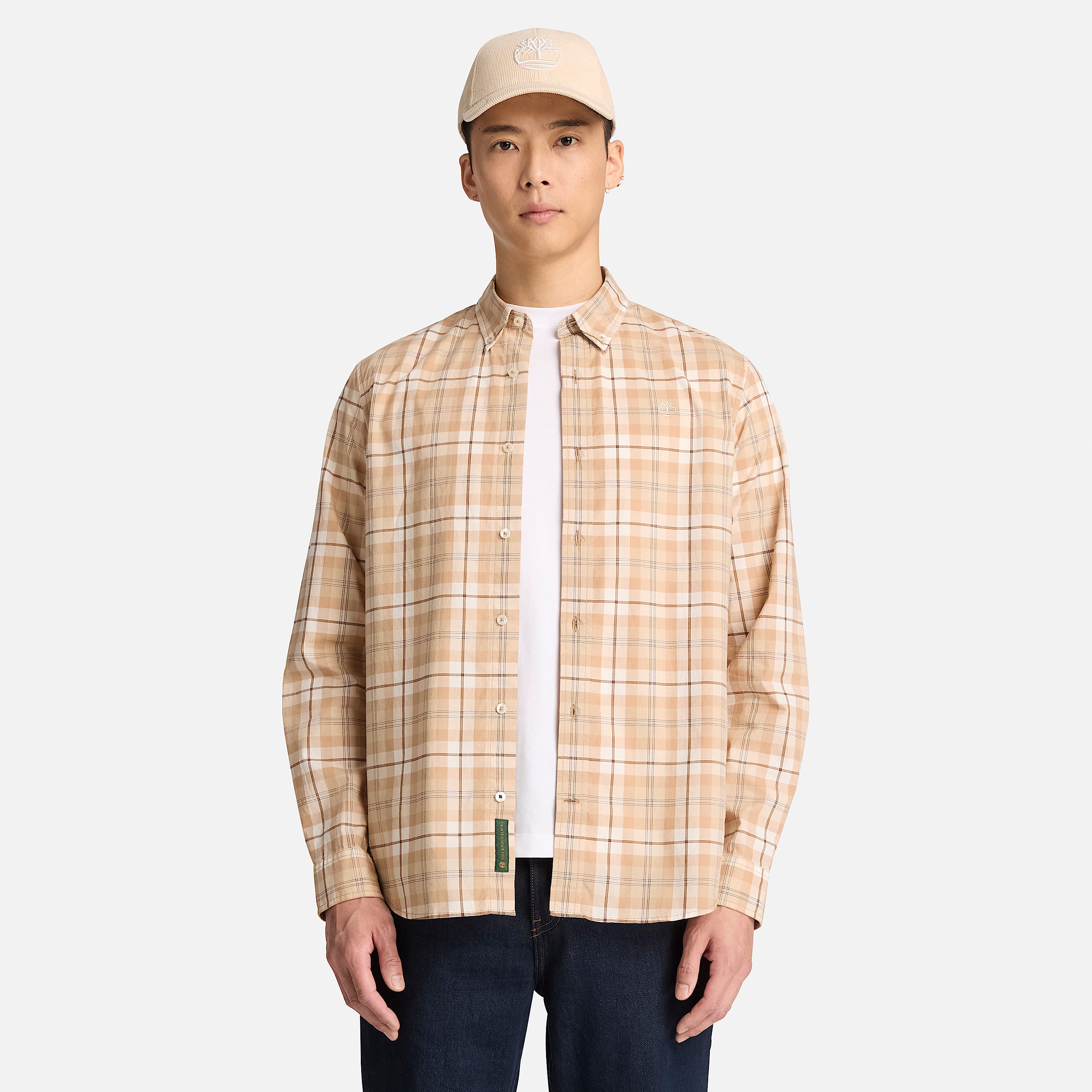 Check Regular Fit Poplin Shirt for Men in Light Brown TBL Brown ALT1