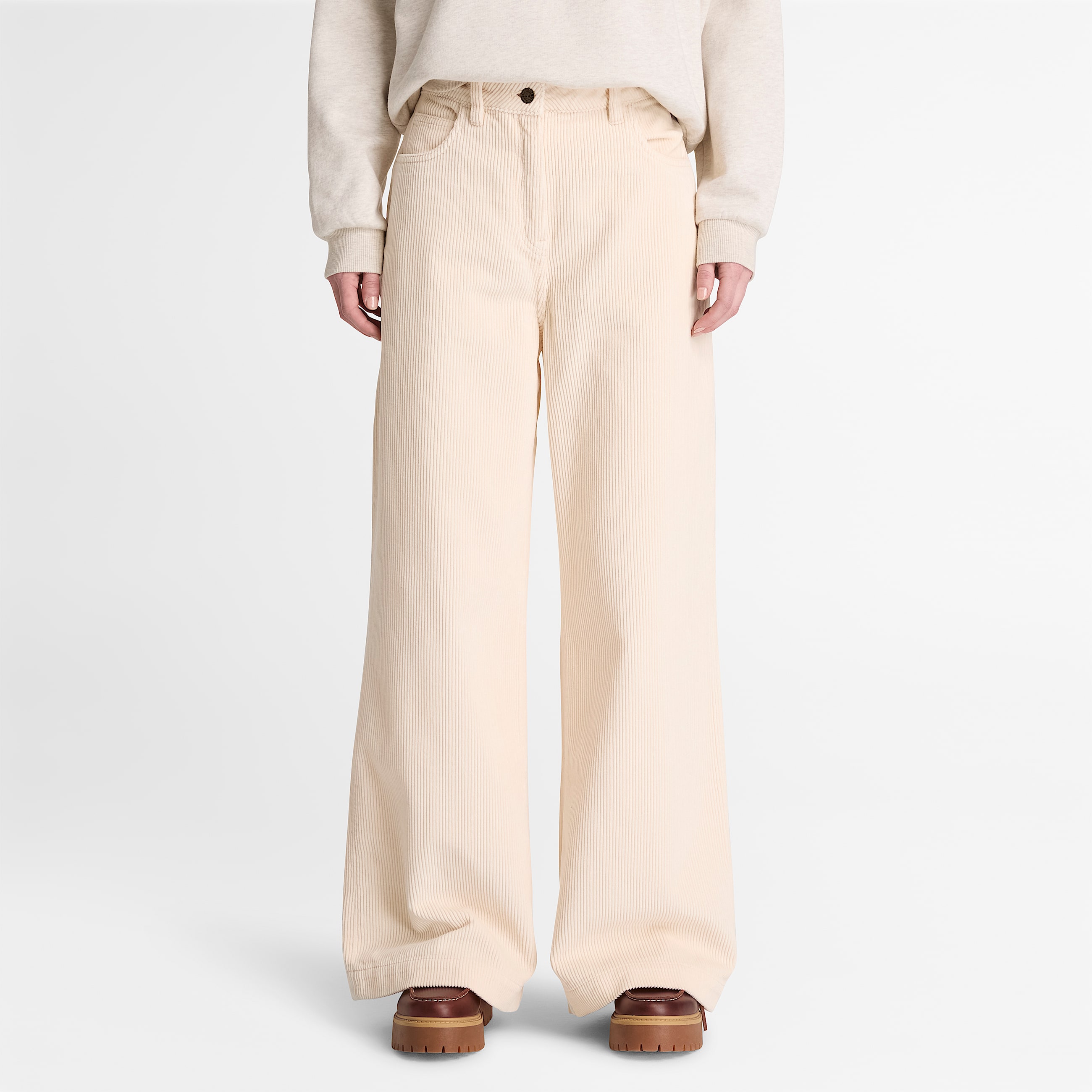 Pantalon large en velours ctel pour femme en beige TBL beige ALT1
