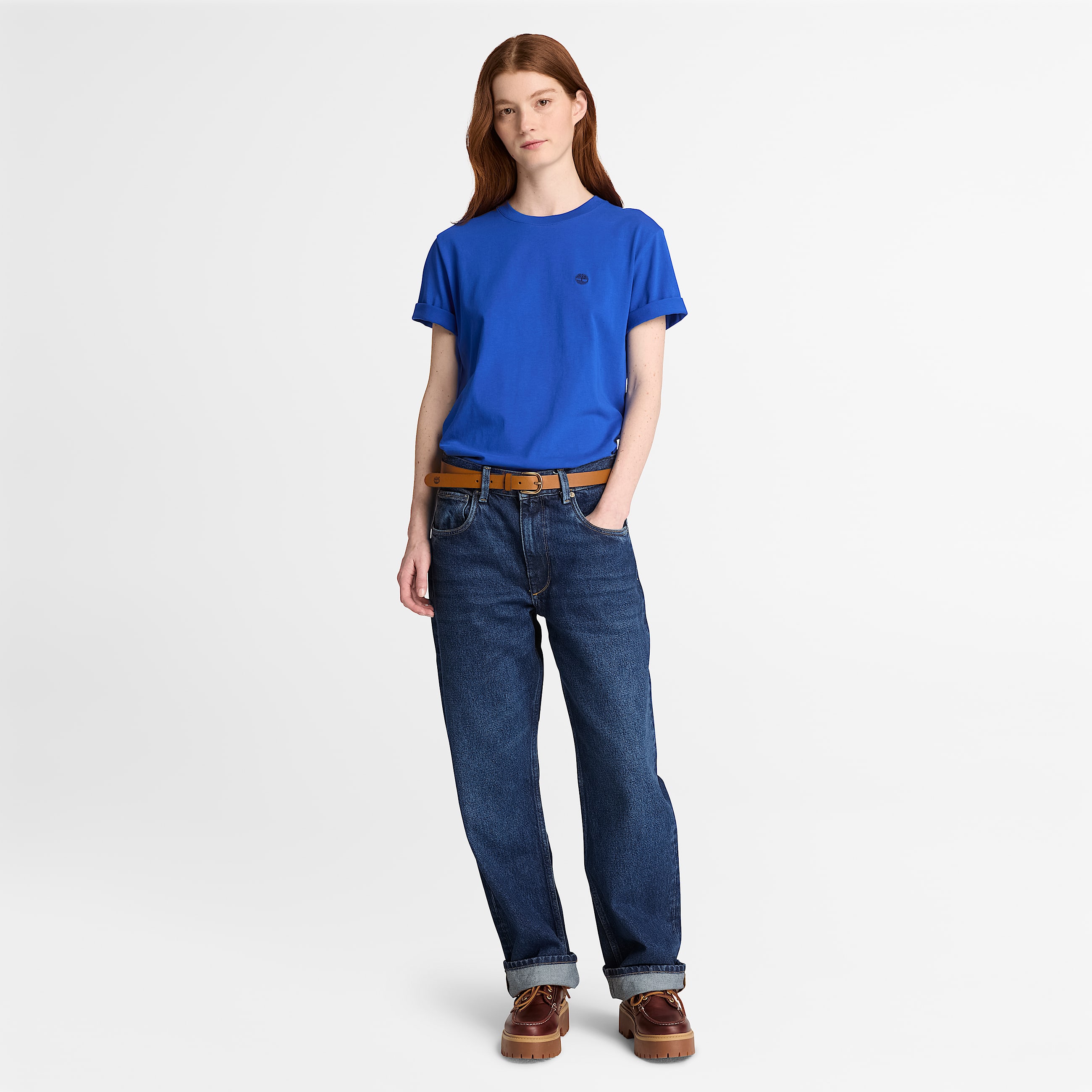 Tshirt Girocollo a Maniche Corte Crafted da Donna in blu TBL blu ALT2