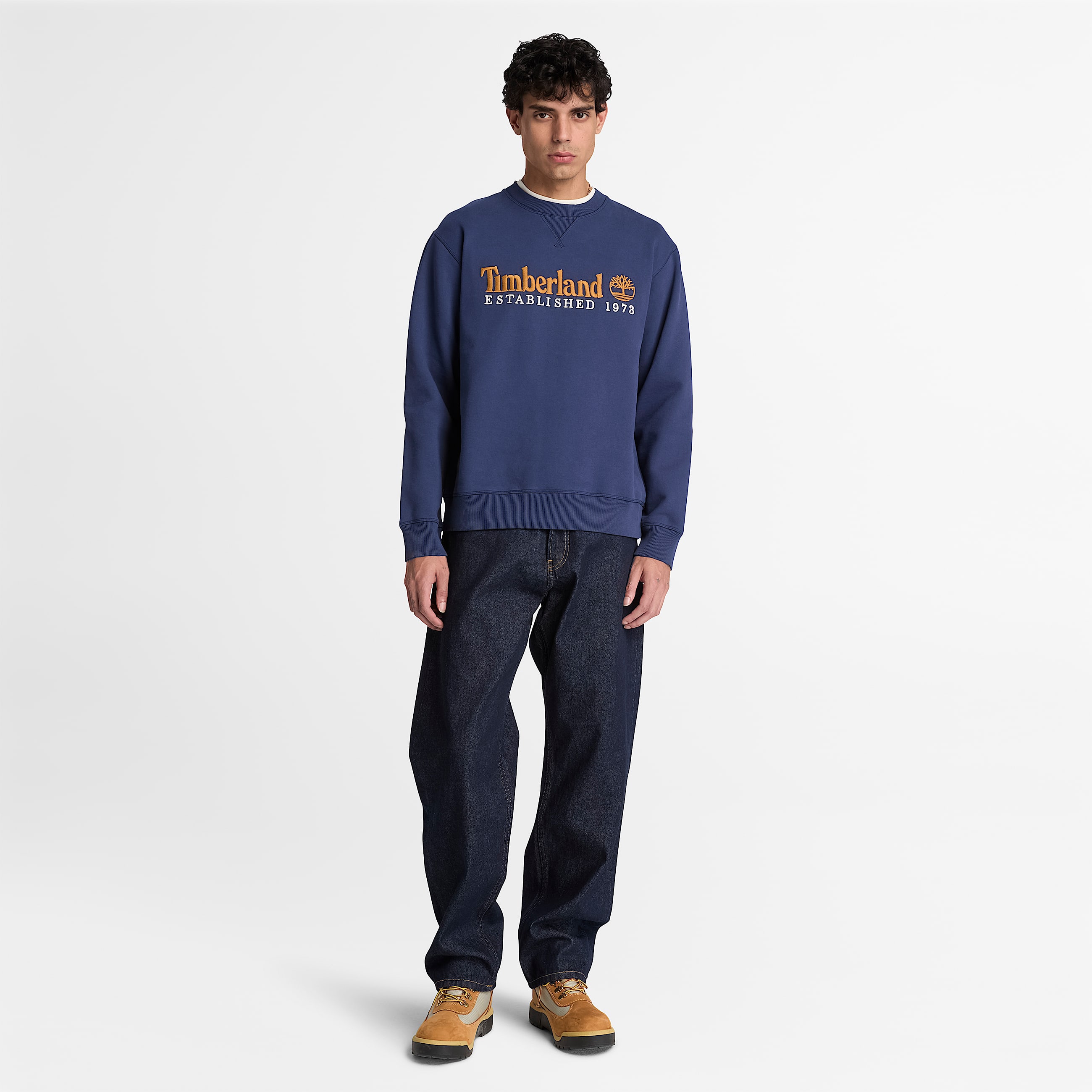 Sweat  col rond et logo brod Established 1973 pour homme en bleu fonc TBL bleu ALT2