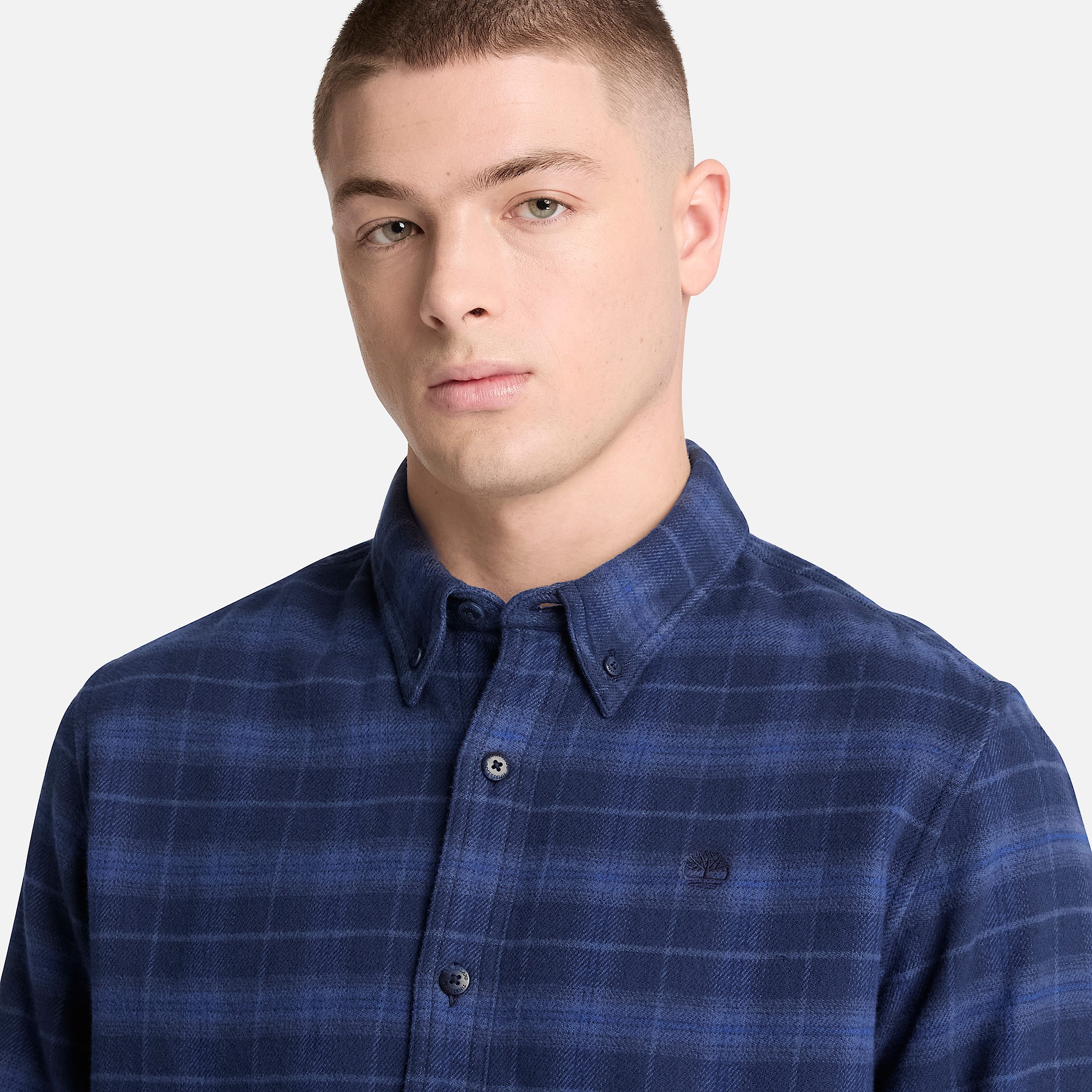Chemise classique en flanelle  carreaux pour homme en bleu fonc TBL bleu ALT3