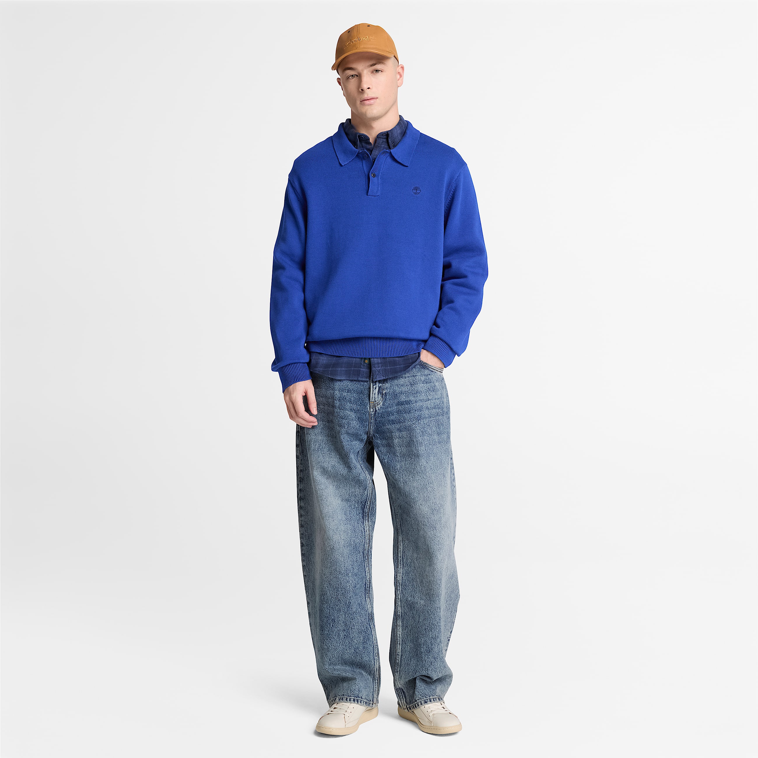Chemise classique en flanelle  carreaux pour homme en bleu fonc TBL bleu ALT2