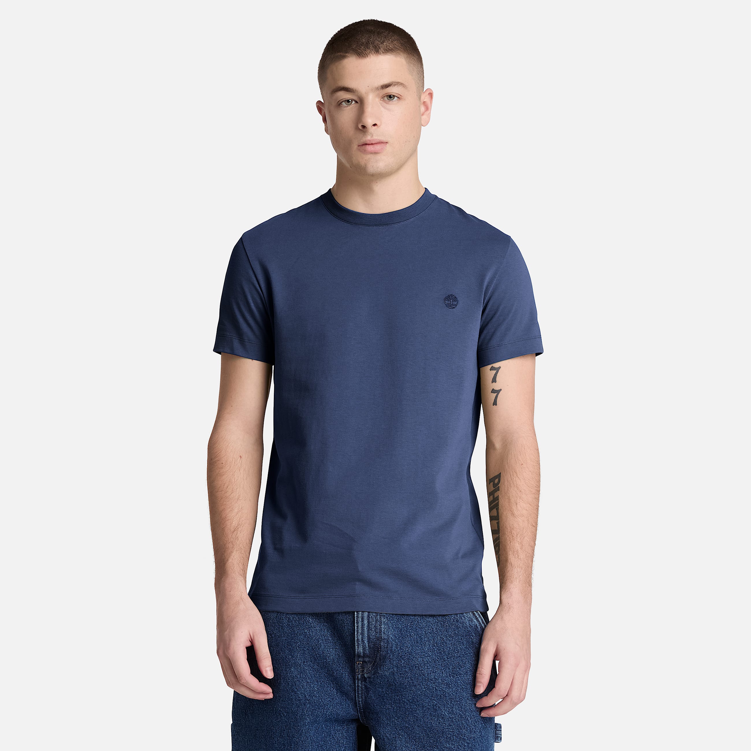 Dunstan River Slim ShortSleeve TShirt for Men in Dark Blue TBL Blue ALT1