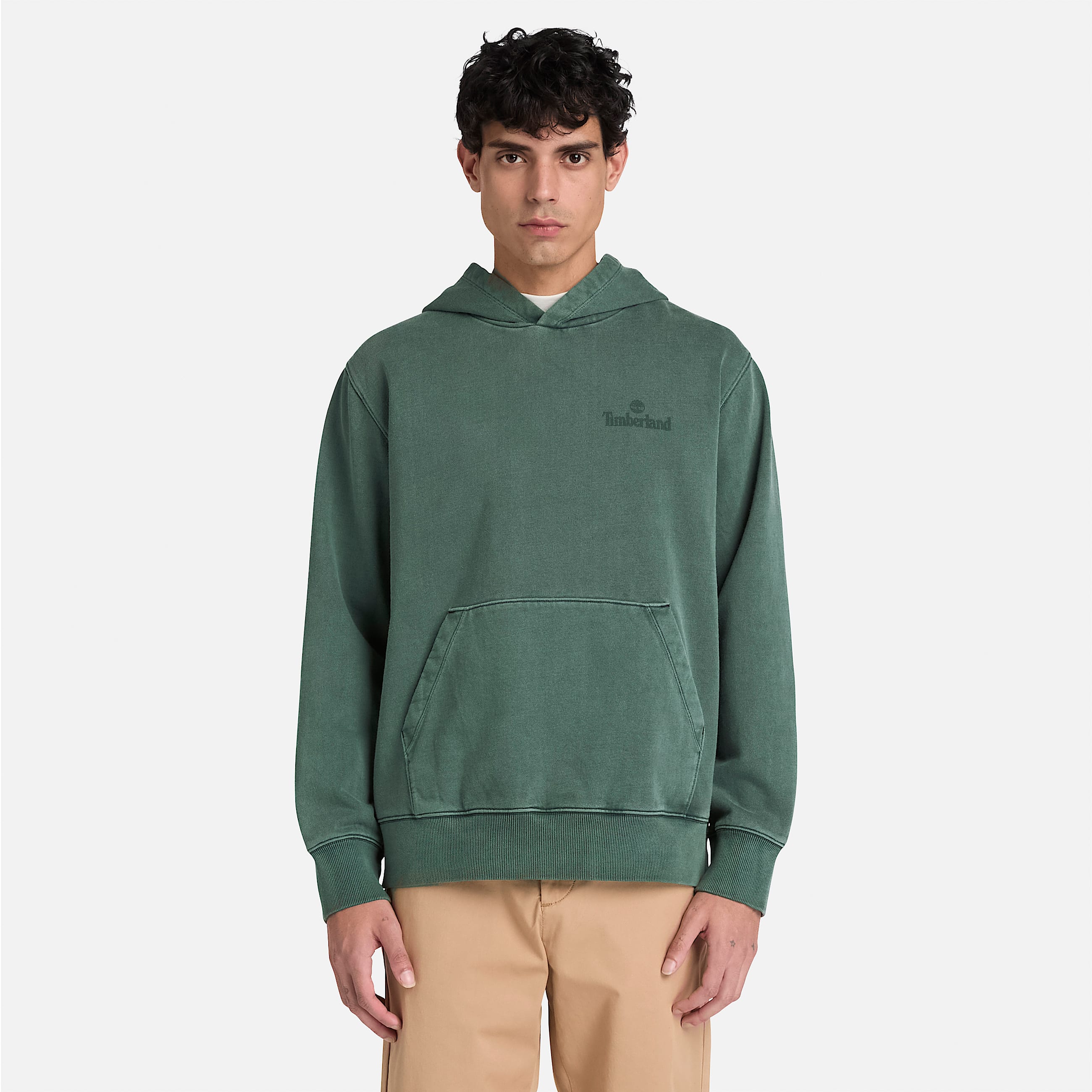 South Cabot Garment Dye Hoodie for Men in Dark Green TBL Green ALT1