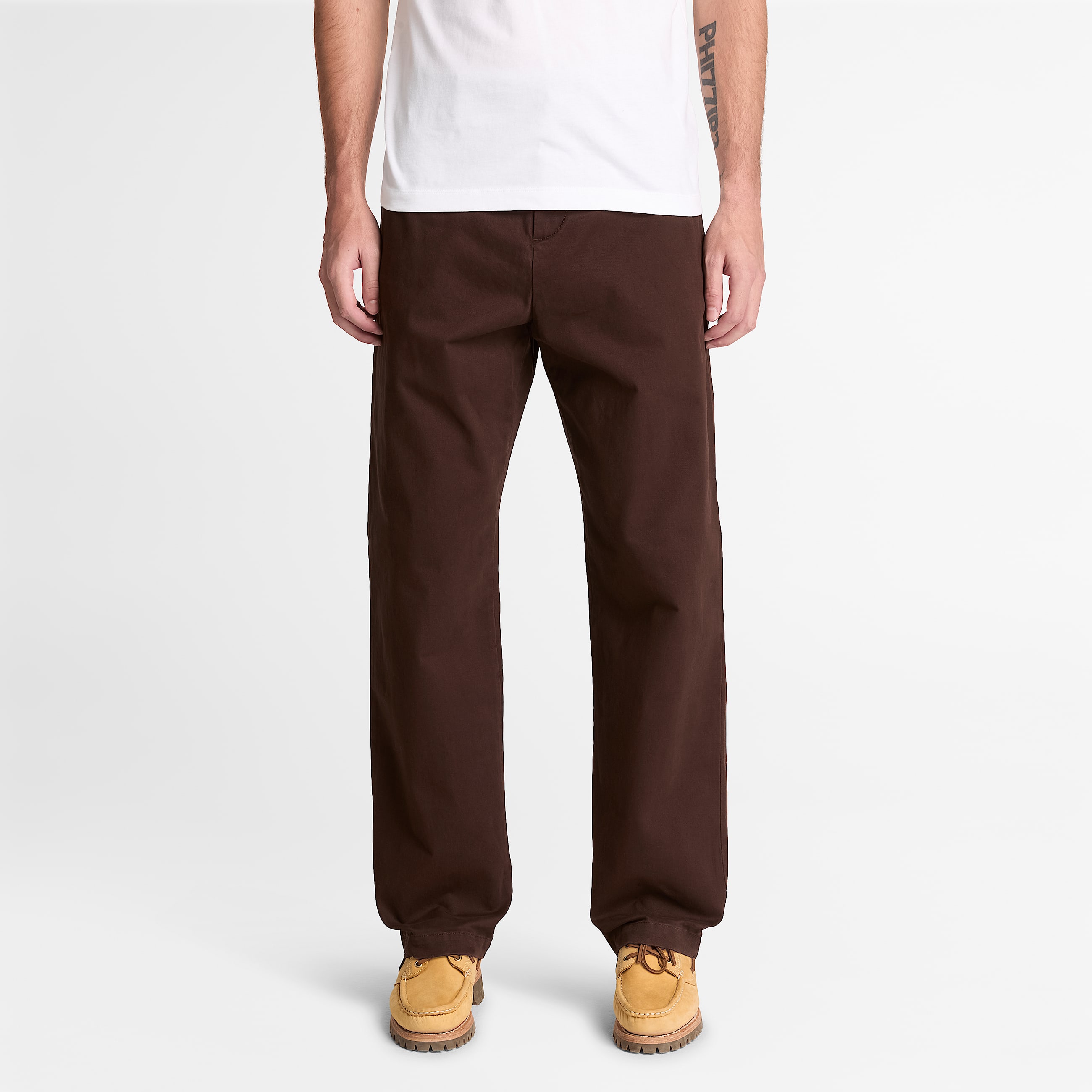 Peached Heavy Twill Chino Trouser for Men in Dark Brown TBL Brown ALT1