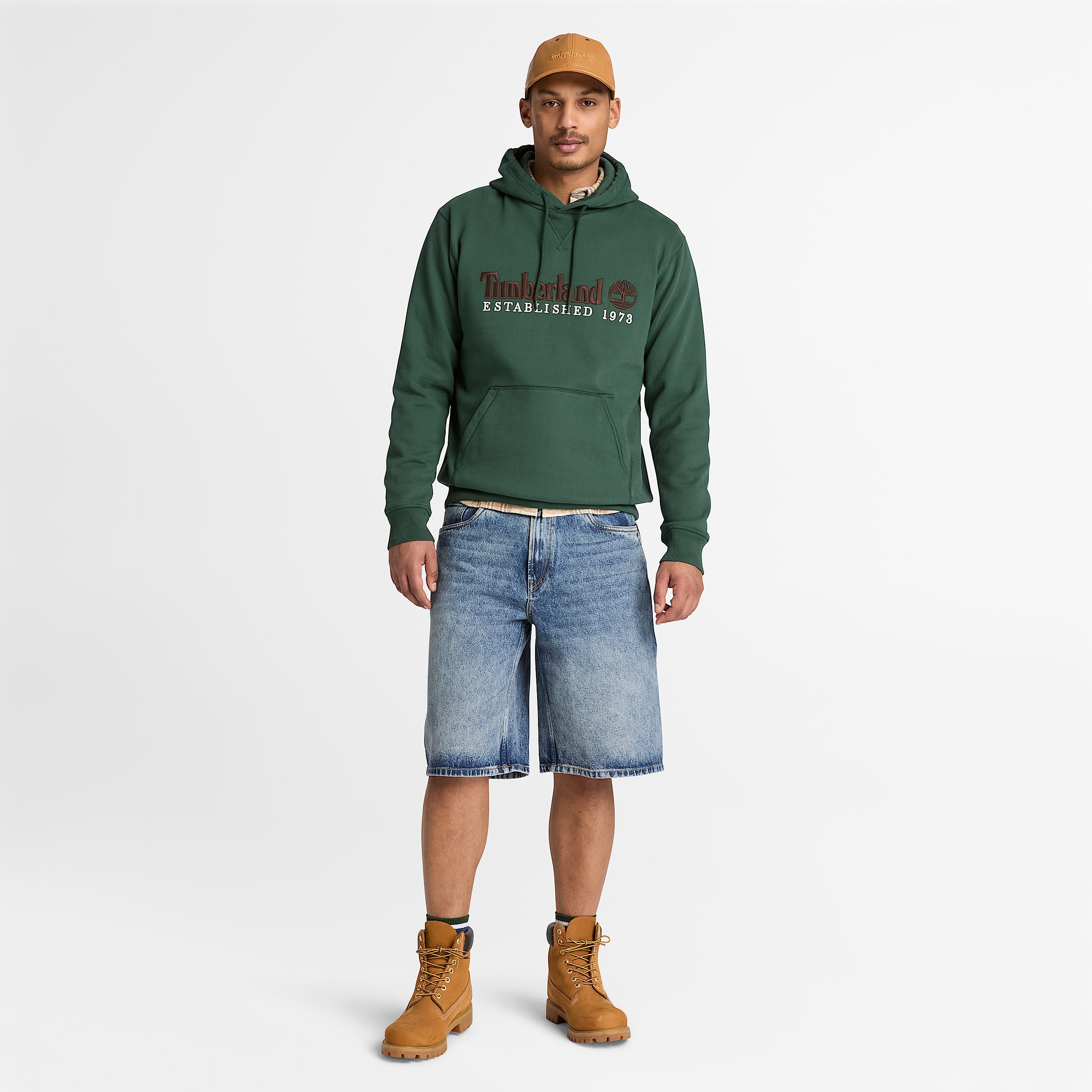 Established 1973 Embroidered Logo Hoodie for Men in Dark Green TBL Green ALT2