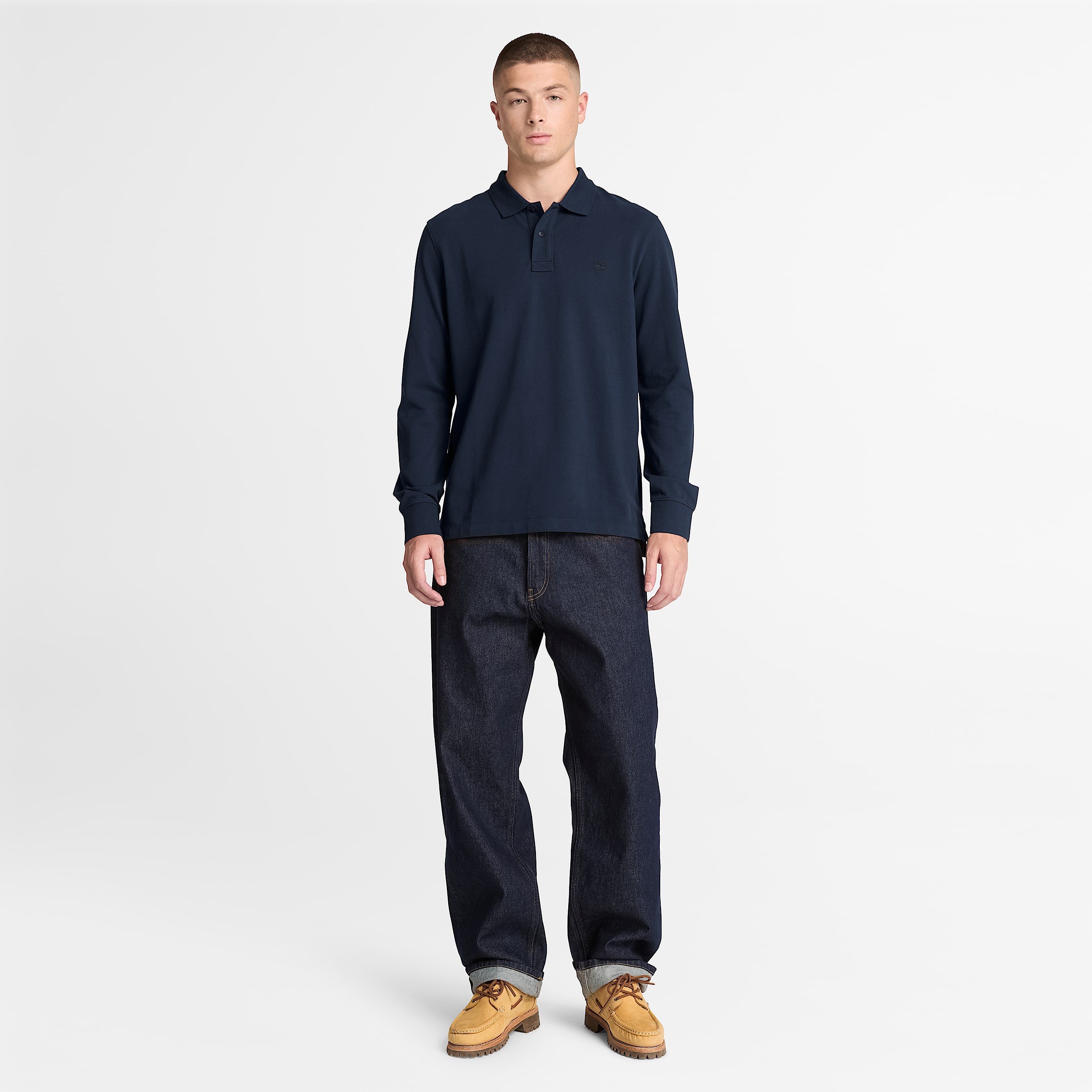 Millers River LongSleeve Polo for Men in Dark Blue TBL Blue ALT2