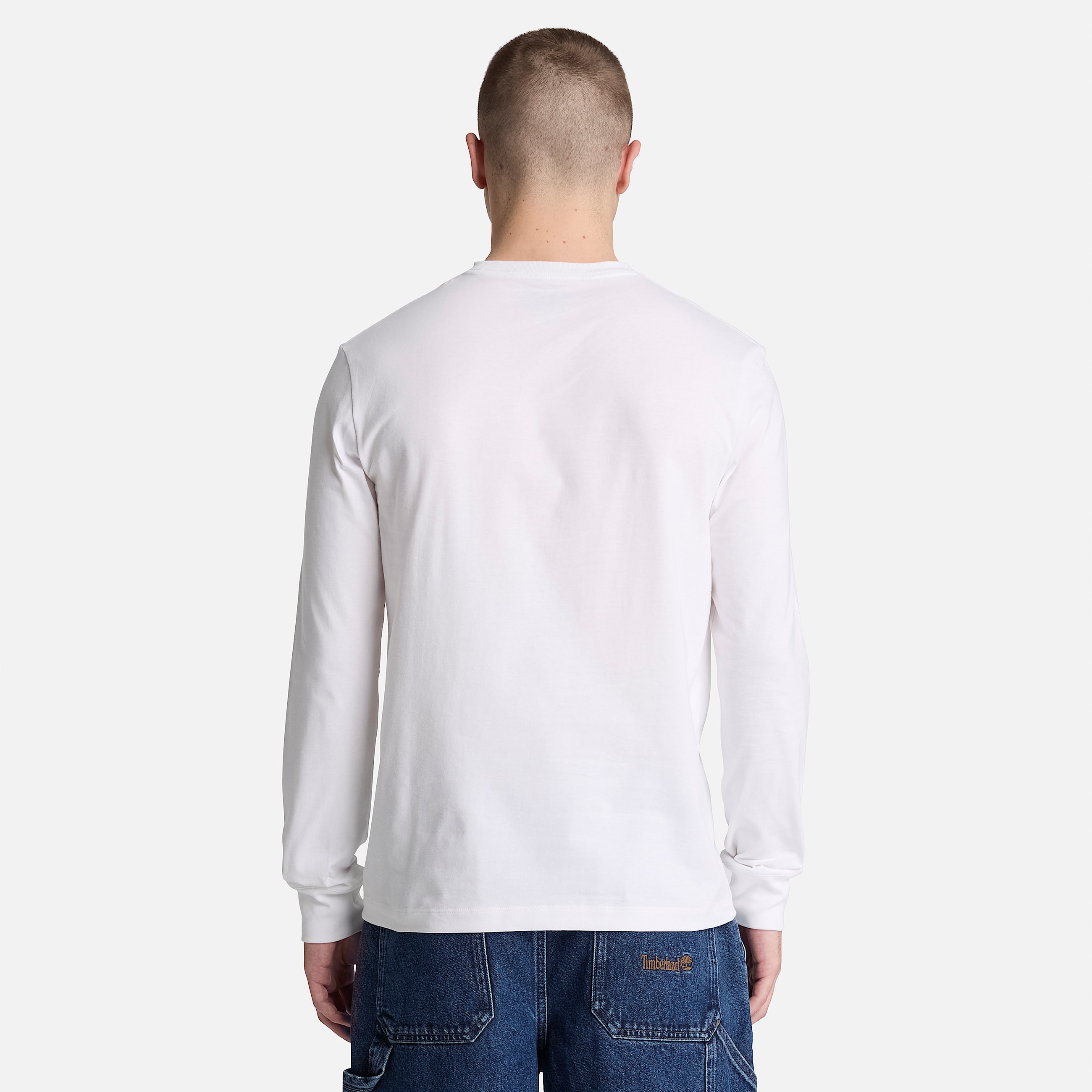Dunstan River Slim Embroidered LongSleeve TShirt for Men in White TBL White ALT8