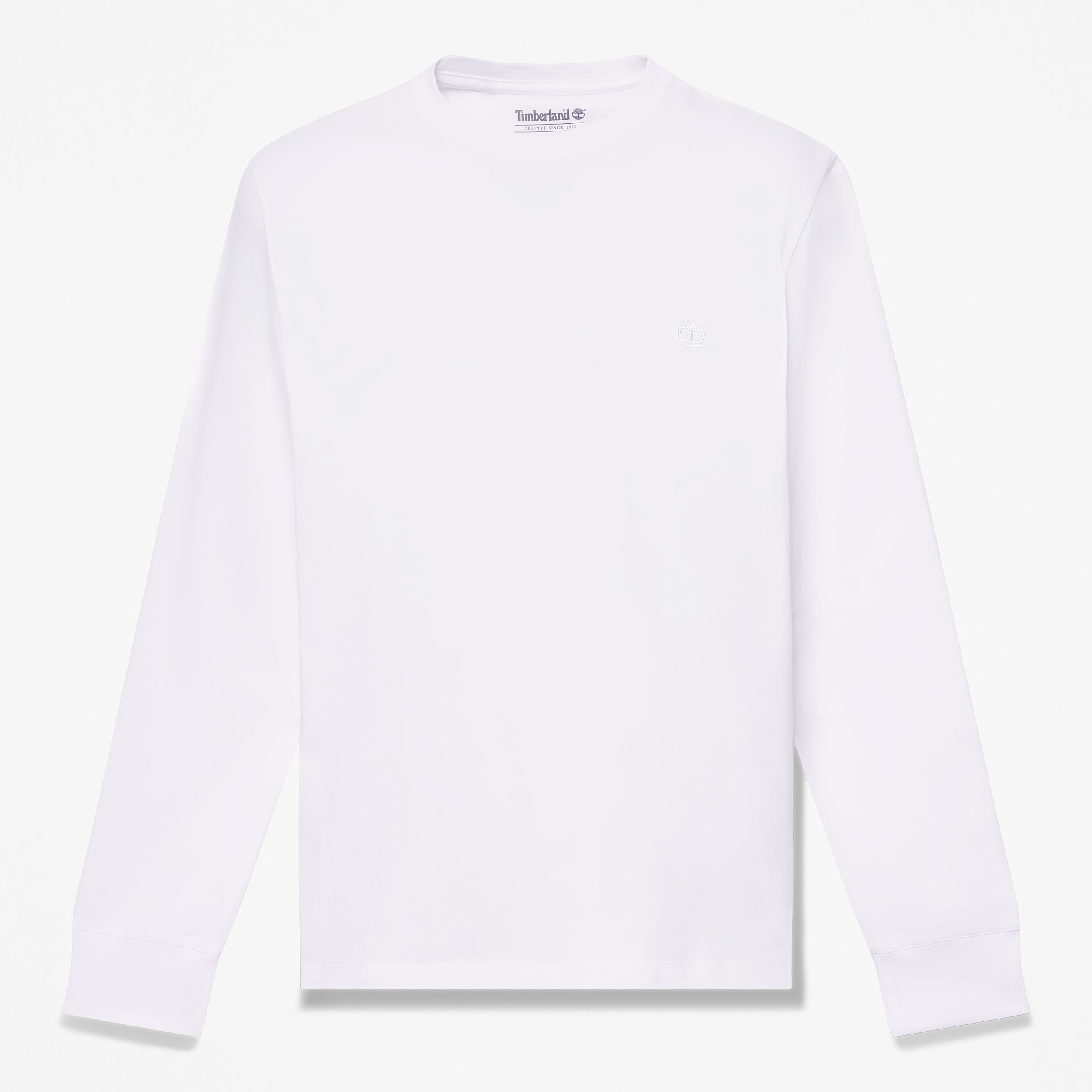 Dunstan River Slim Embroidered LongSleeve TShirt for Men in White TBL White HERO