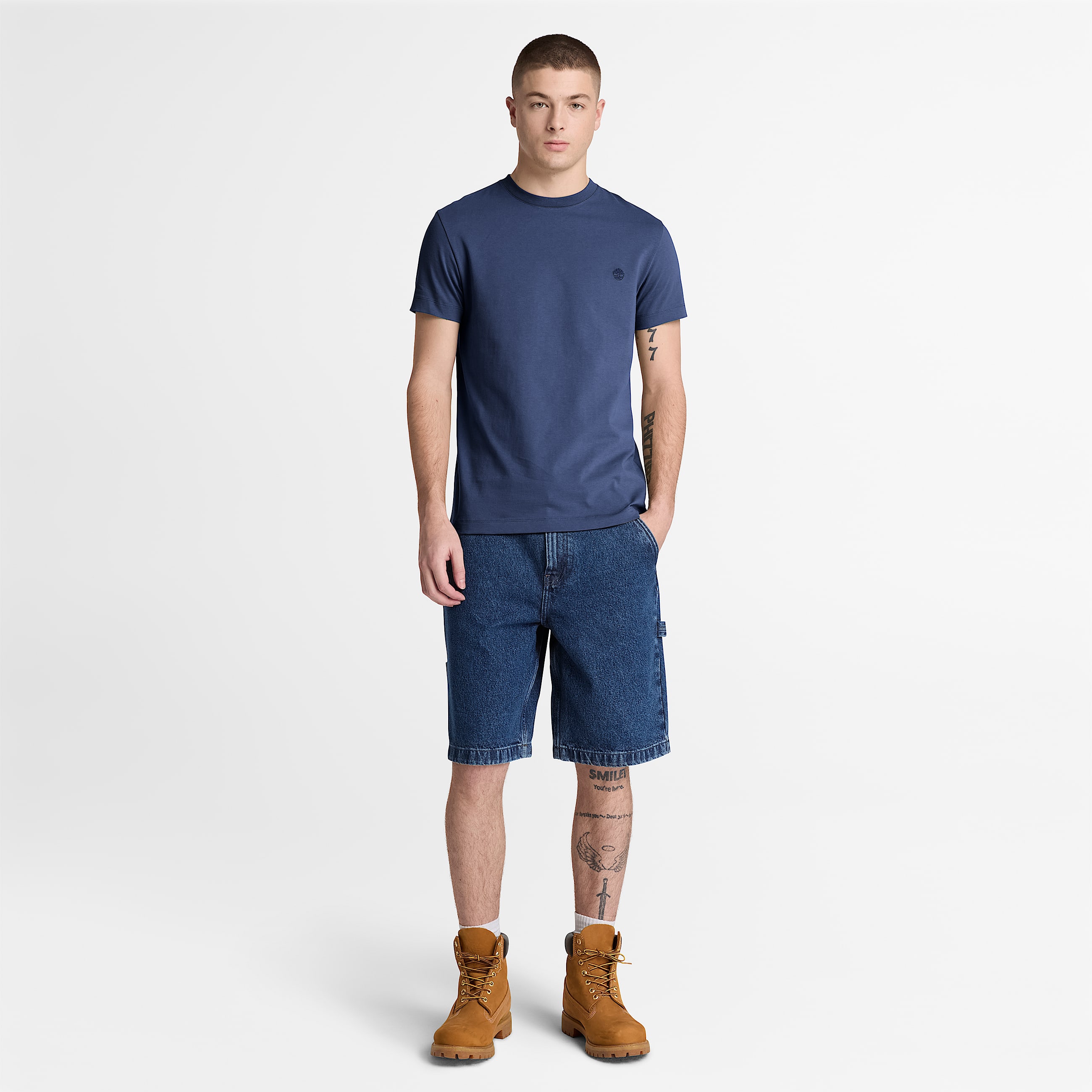 Dunstan River Slim ShortSleeve TShirt for Men in Dark Blue TBL Blue ALT2