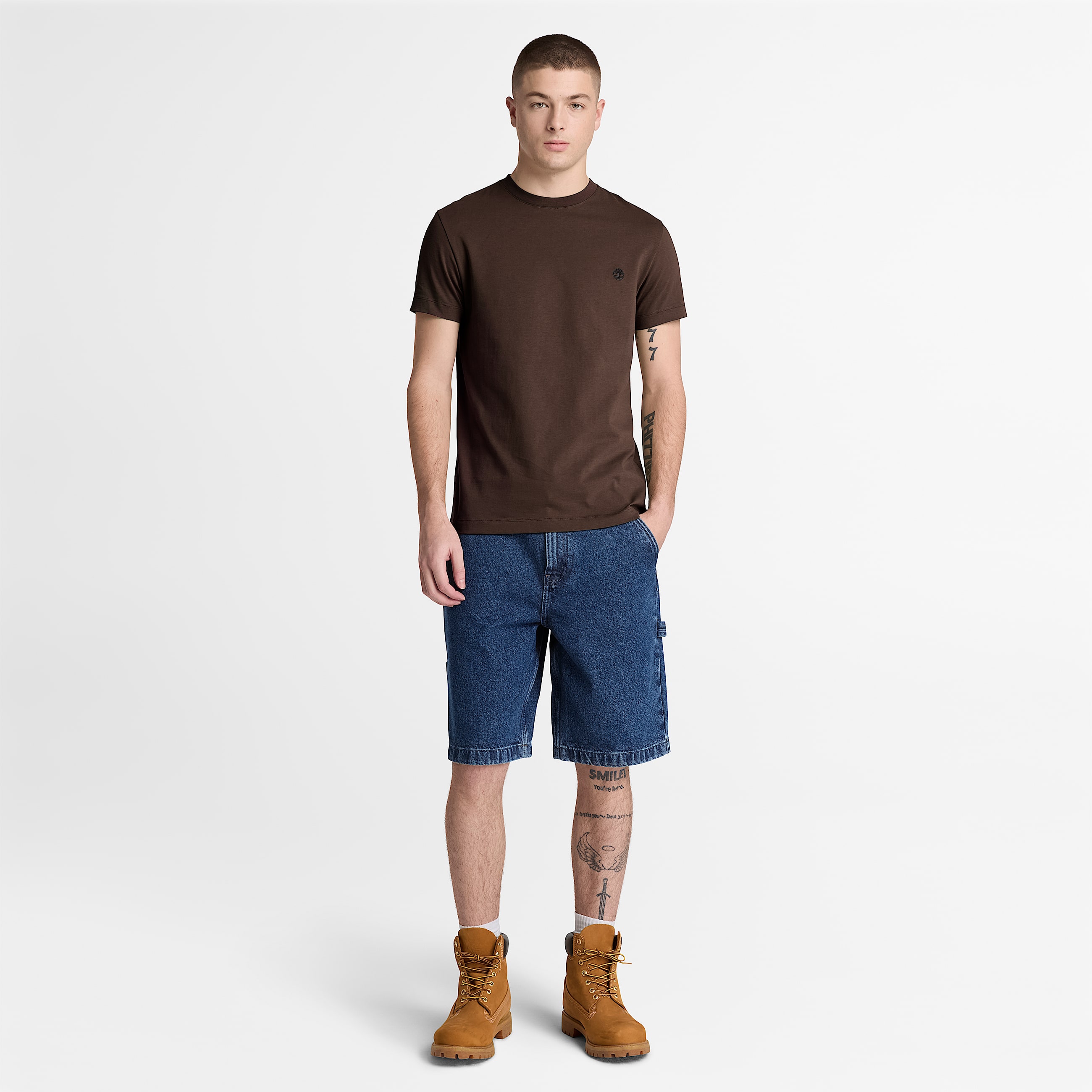 Dunstan River Slim ShortSleeve TShirt for Men in Dark Brown TBL Brown ALT2