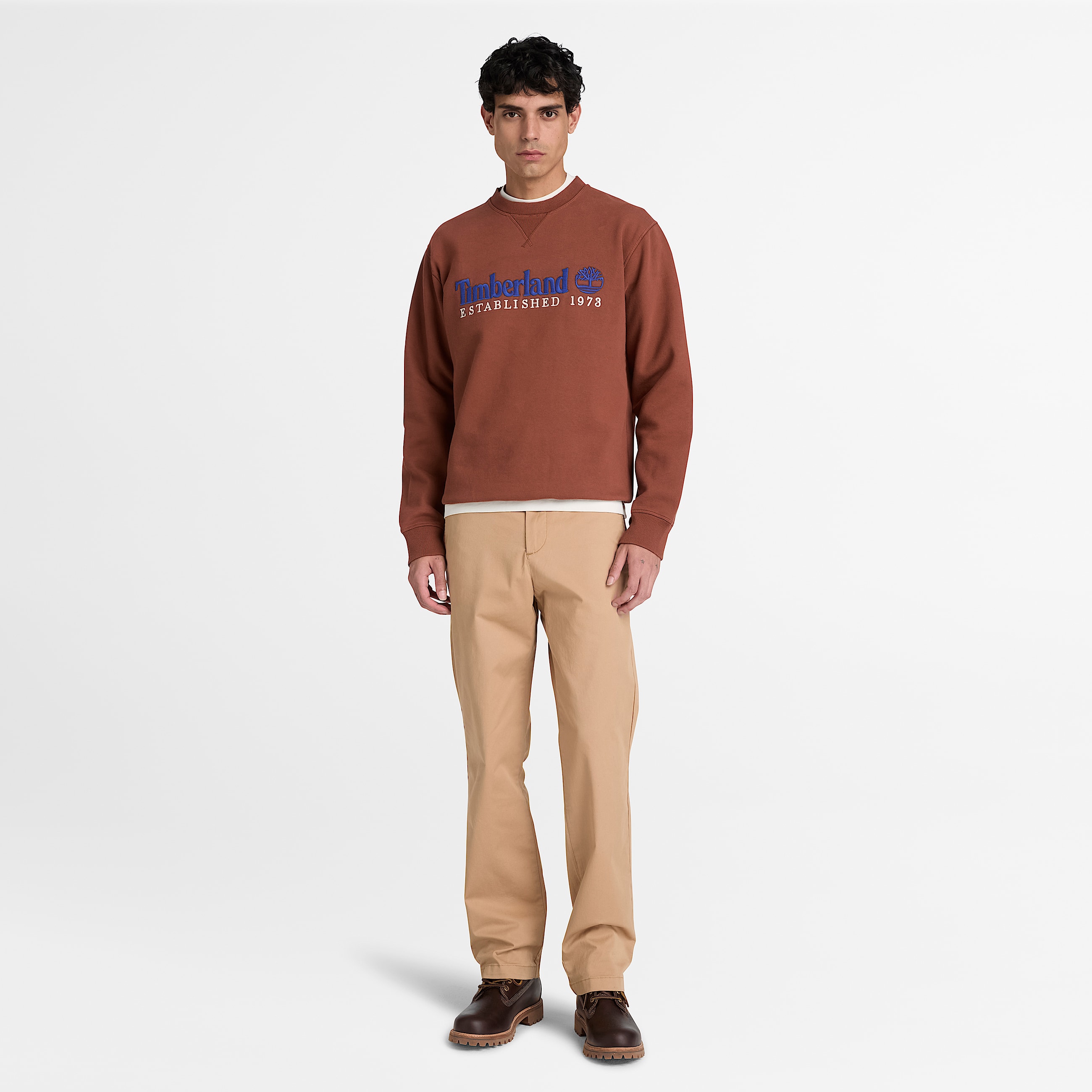 Established 1973 Embroidered Logo Crew Sweatshirt for Men in Brown TBL Brown ALT2