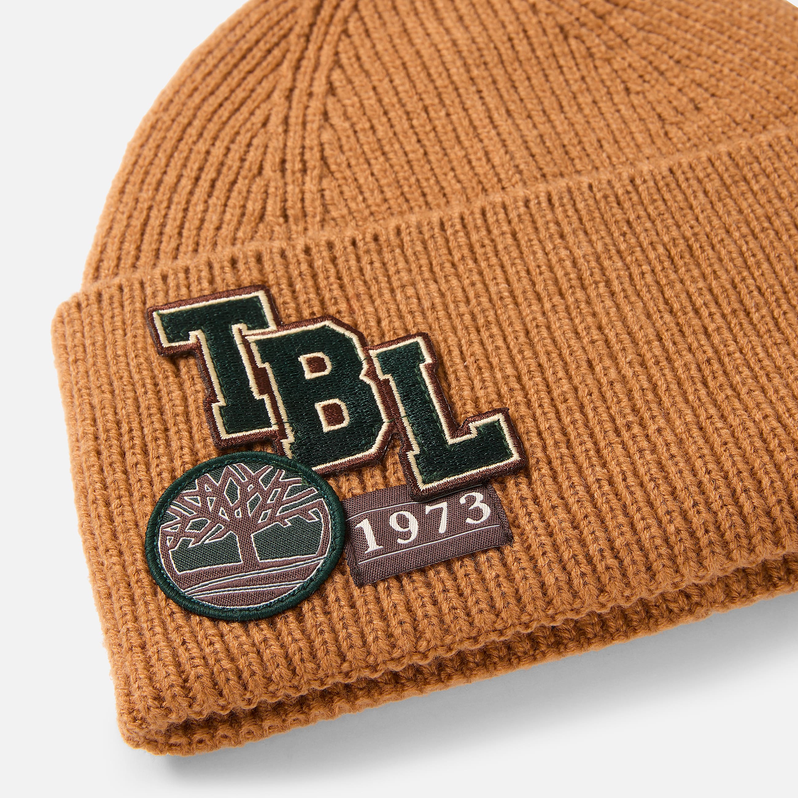 Layered Patch Beanie for Men in Yellow TBL Yellow ALT1