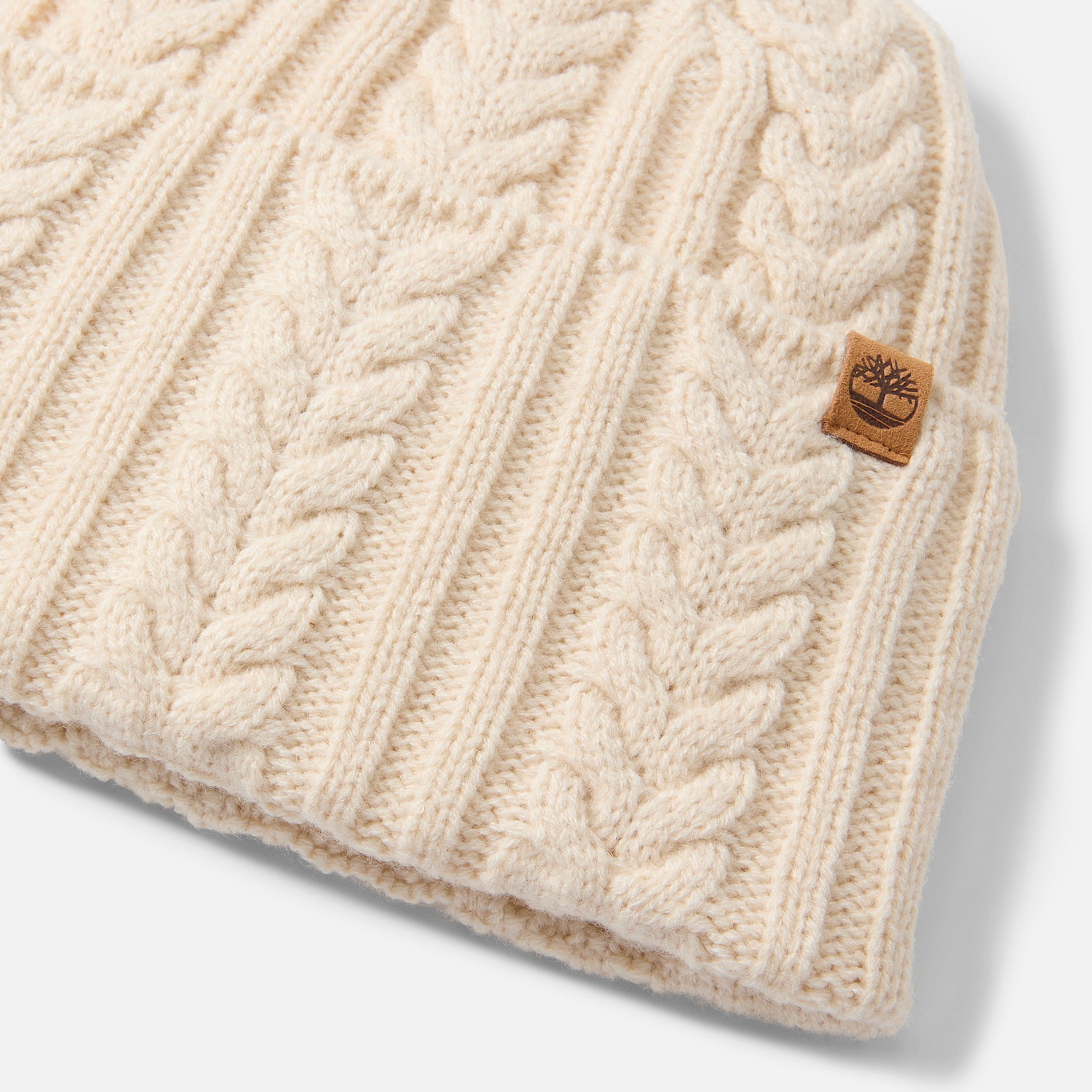 Cable Beanie for Women in White TBL White ALT1