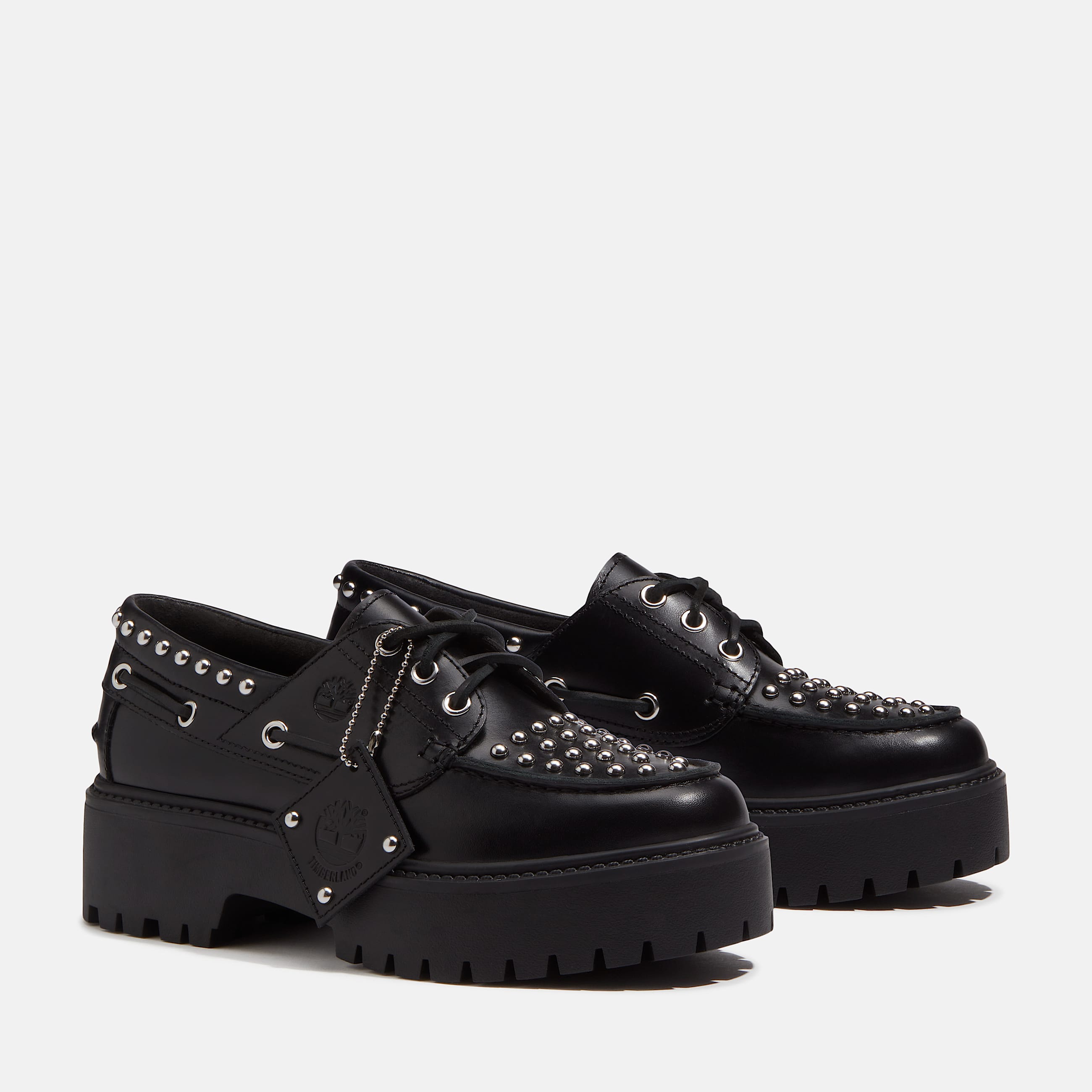 Stone Street Platform Boat Shoe for Women in Black TBL Black ALT4