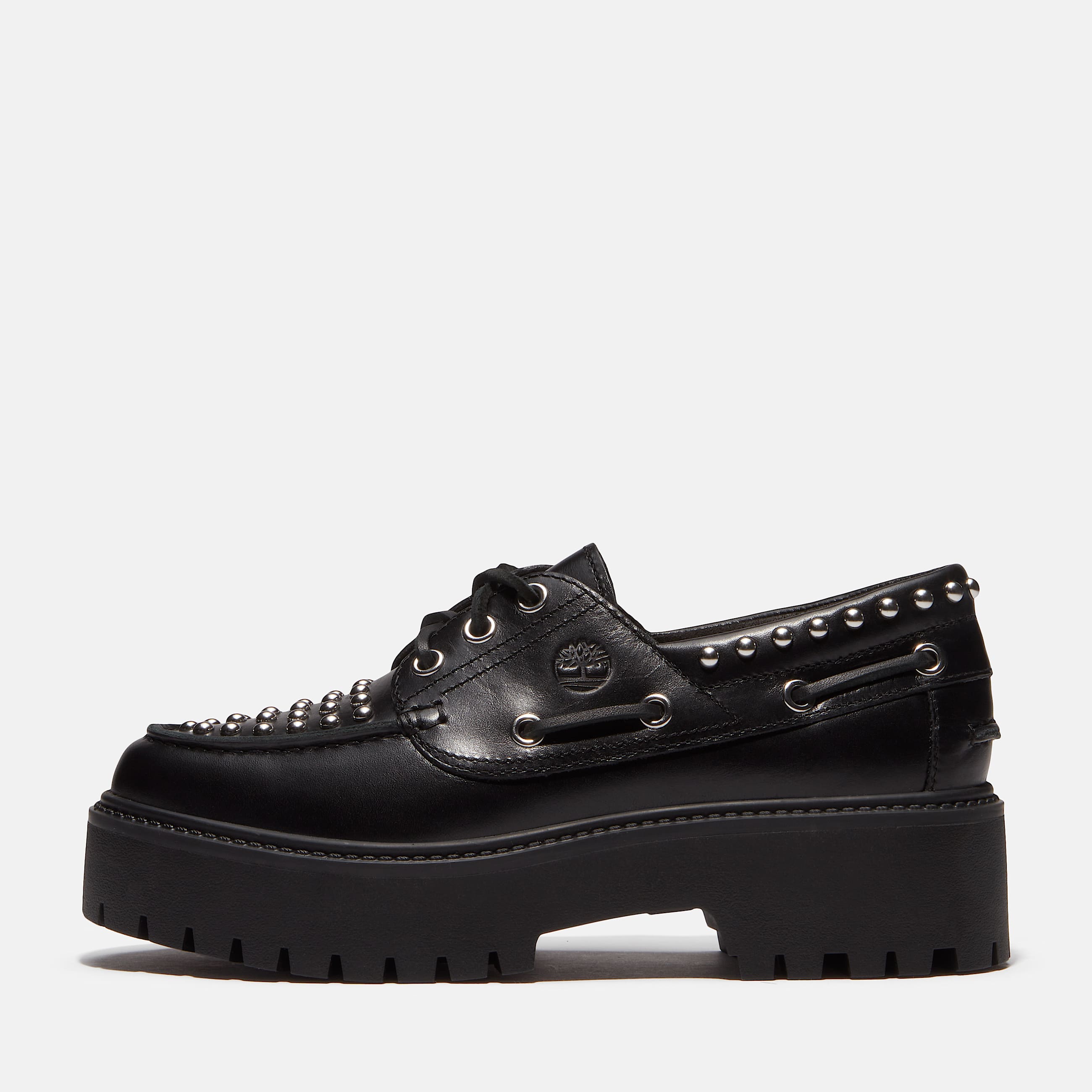 Stone Street Platform Boat Shoe for Women in Black TBL Black ALT9