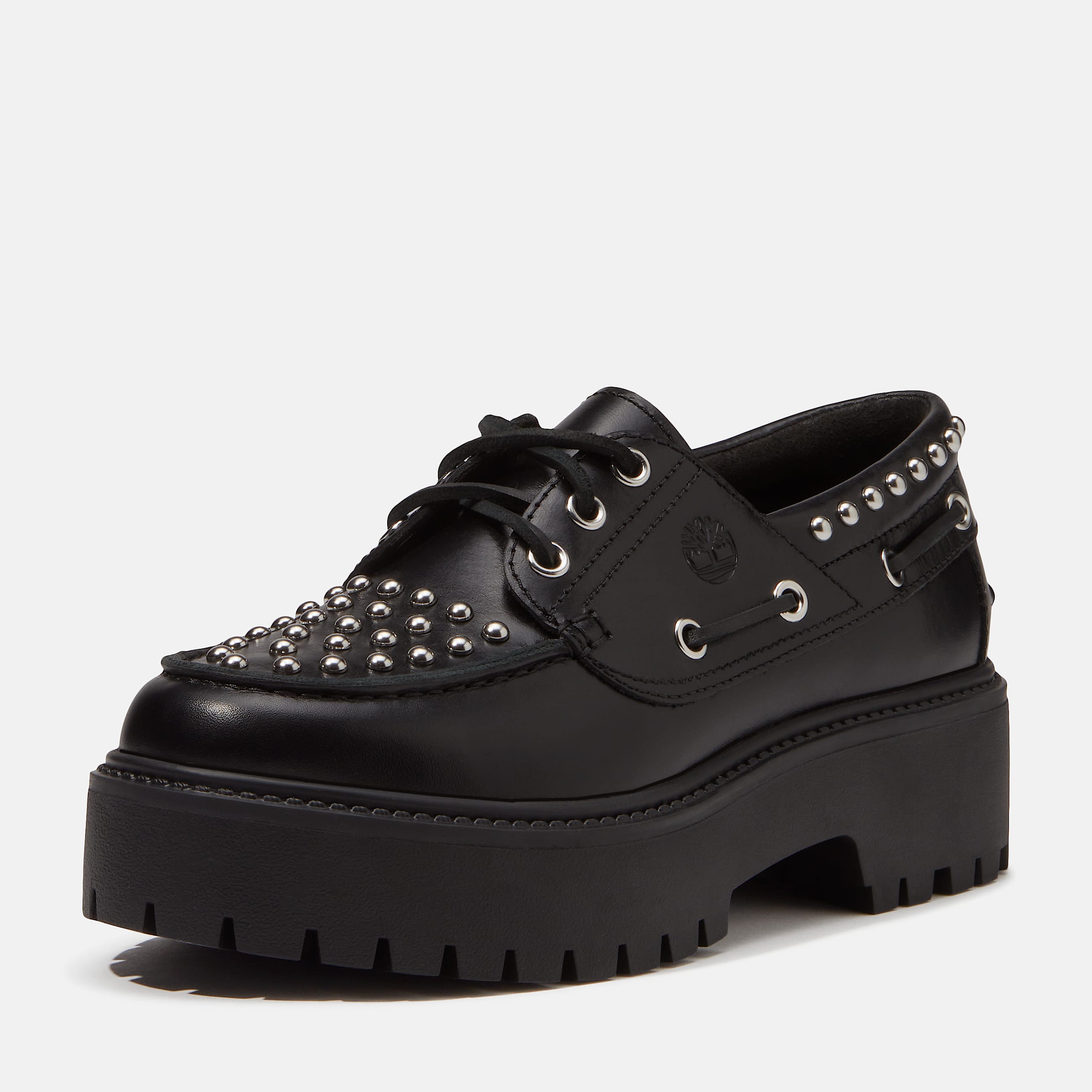 Stone Street Platform Boat Shoe for Women in Black TBL Black ALT10