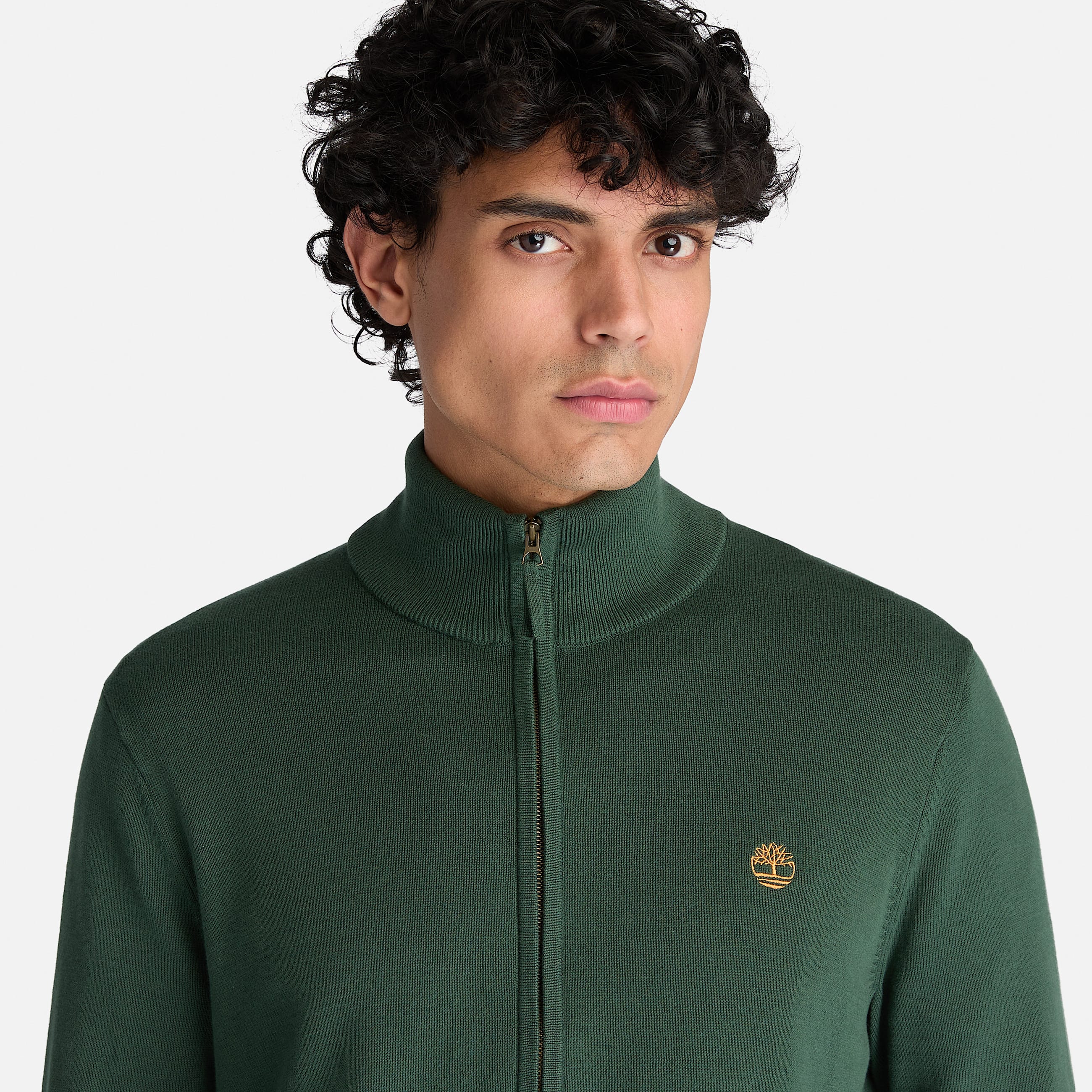 Chaqueta de algodn con cremallera integral Williams River para hombre en verde oscuro TBL verde ALT3