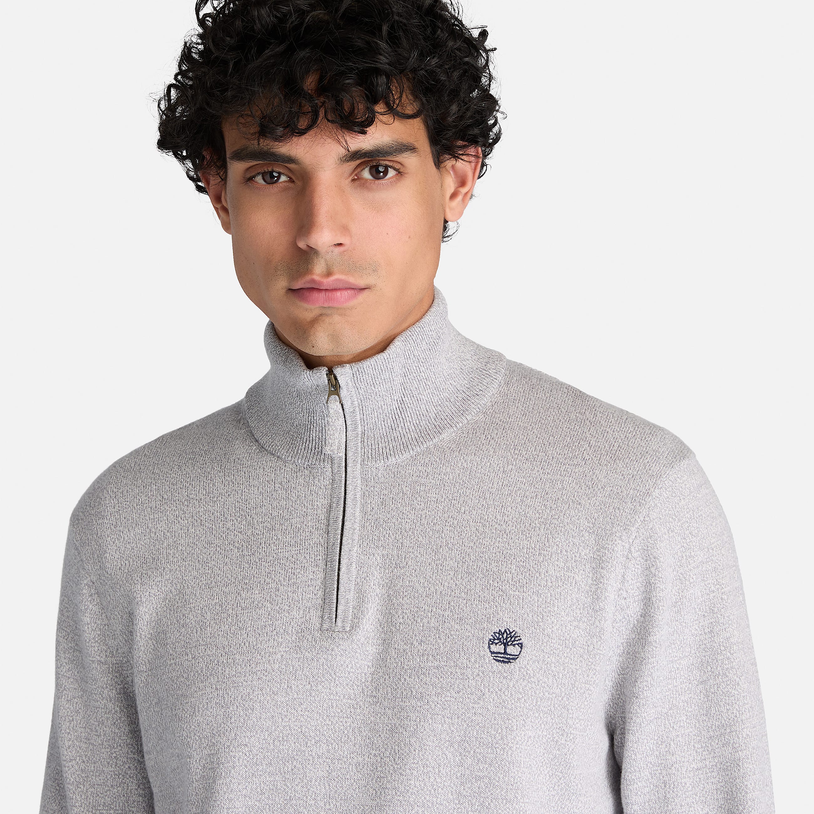 Williams River Cotton QuarterZip Jumper for Men in Grey TBL Grey ALT3