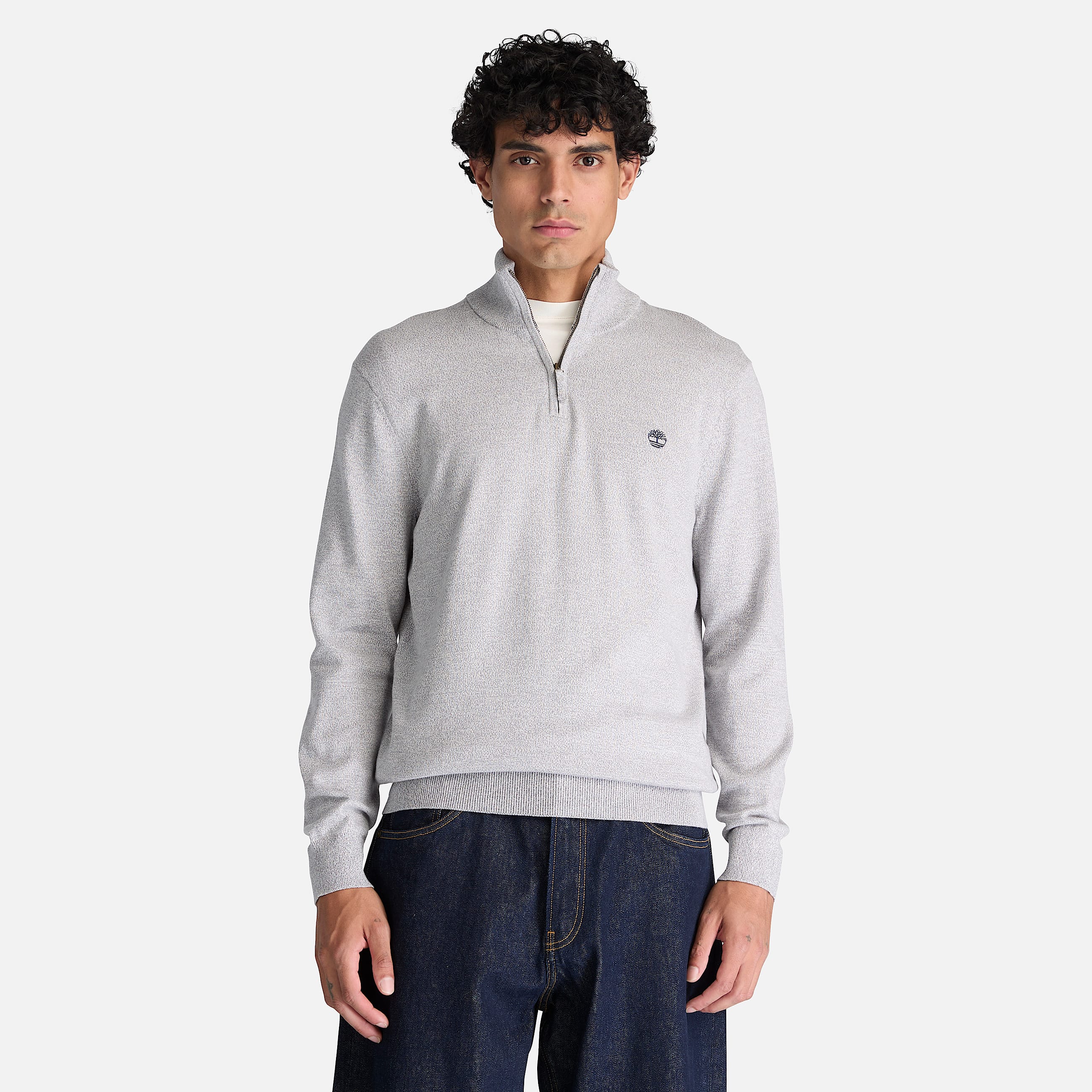 Williams River Cotton QuarterZip Jumper for Men in Grey TBL Grey ALT1