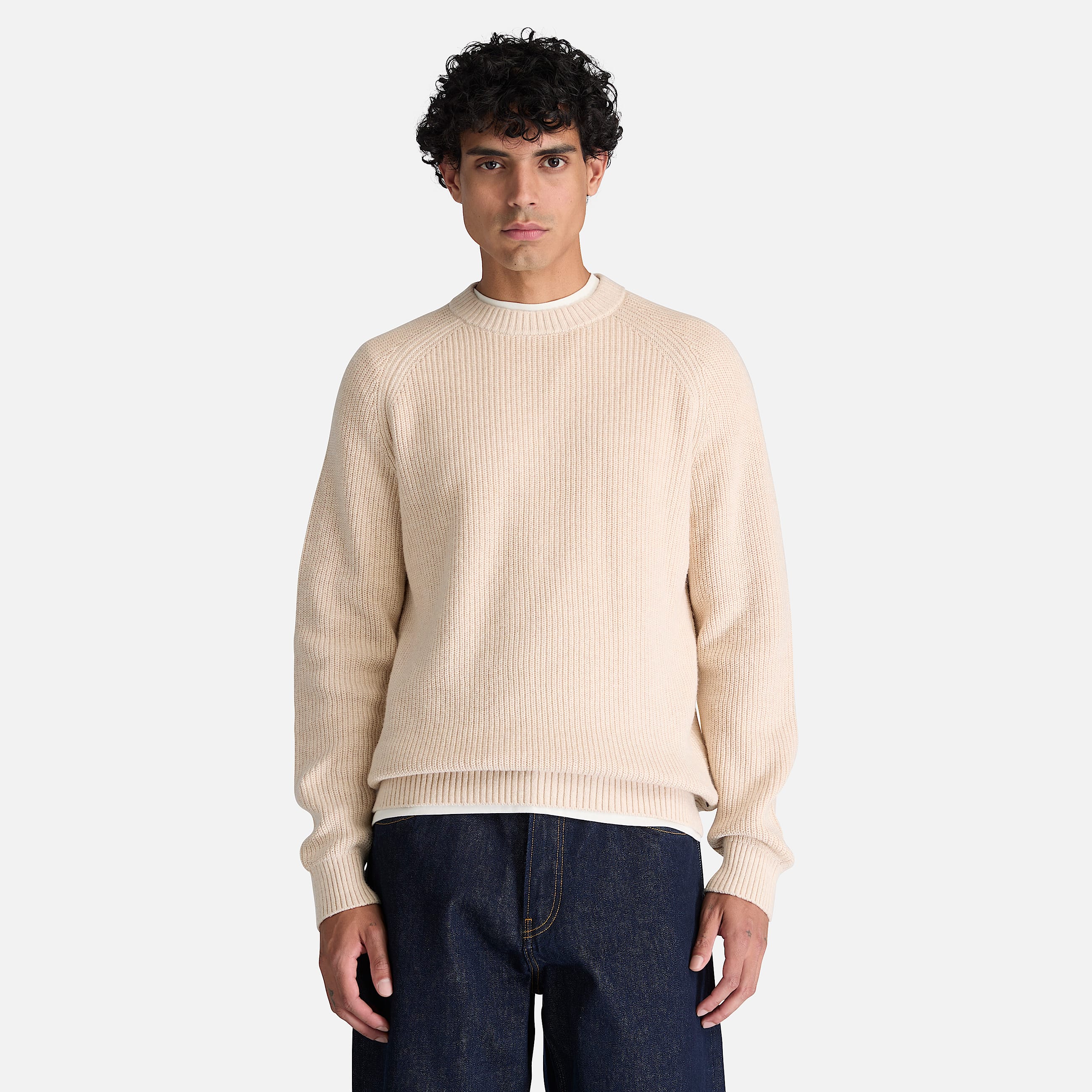 Baumwollpullover mit Rundhalsausschnitt fr Herren in Hellbeige TBL Beige ALT1