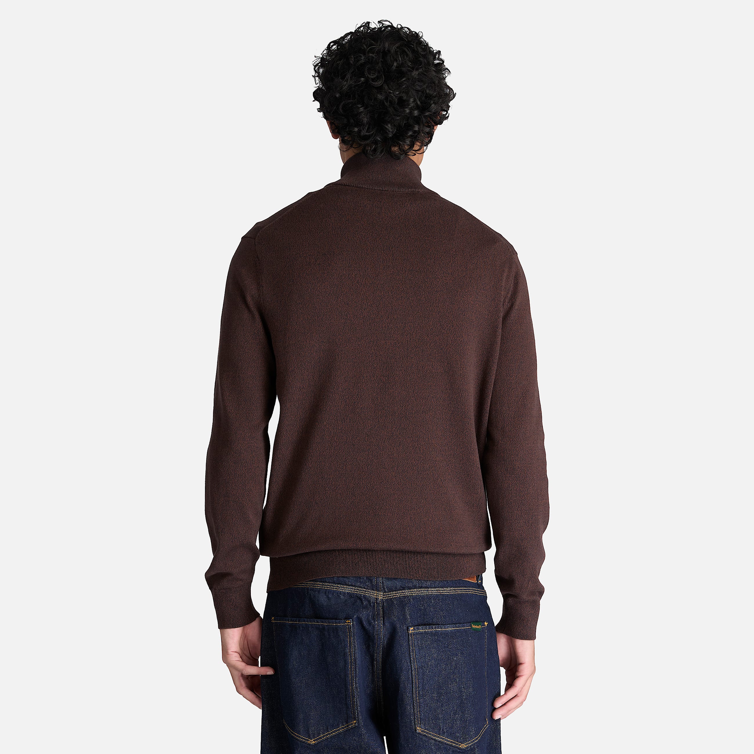 Williams River Cotton QuarterZip Jumper for Men in Dark Brown TBL Brown ALT8