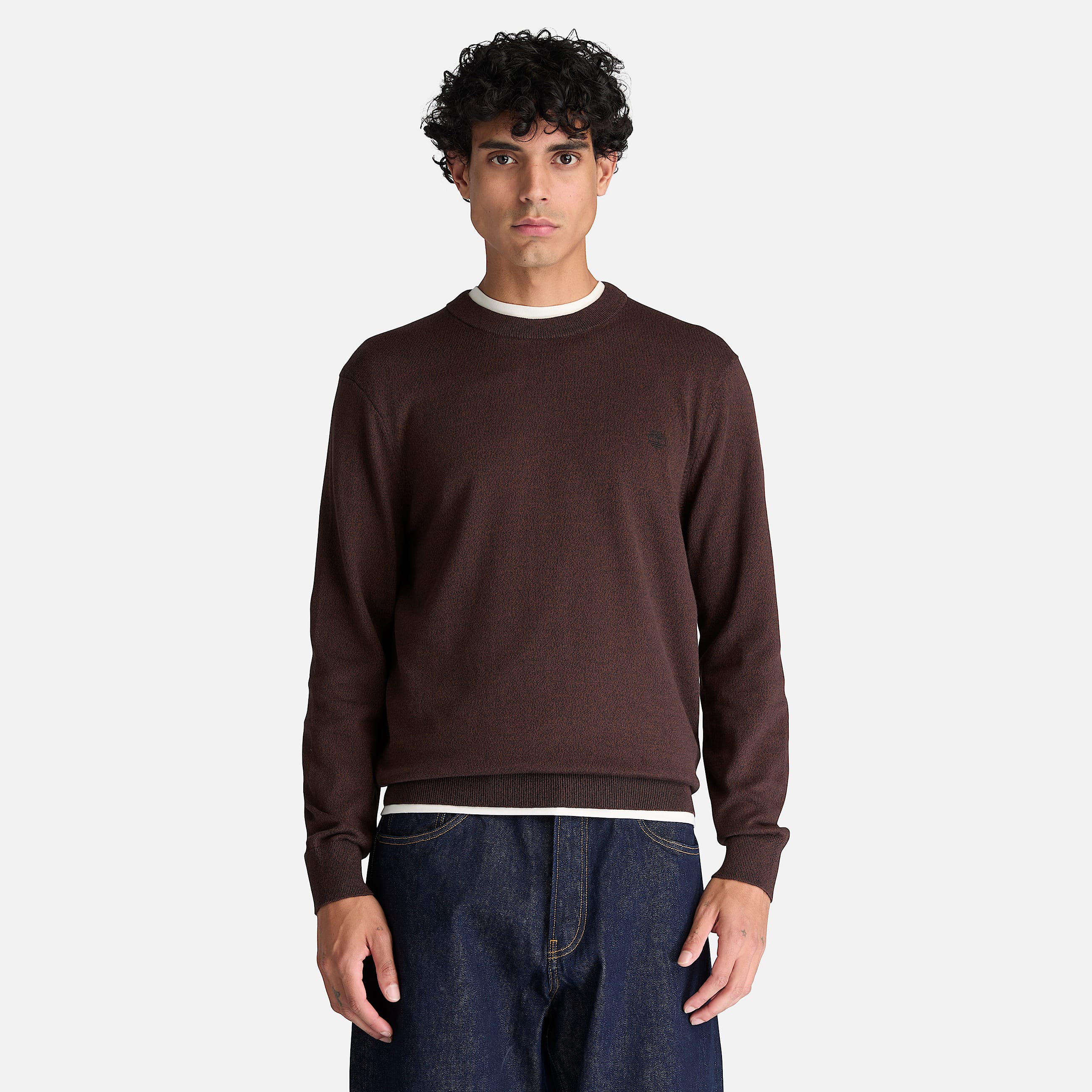 Williams River Cotton Crewneck Jumper for Men in Dark Brown TBL Brown ALT1