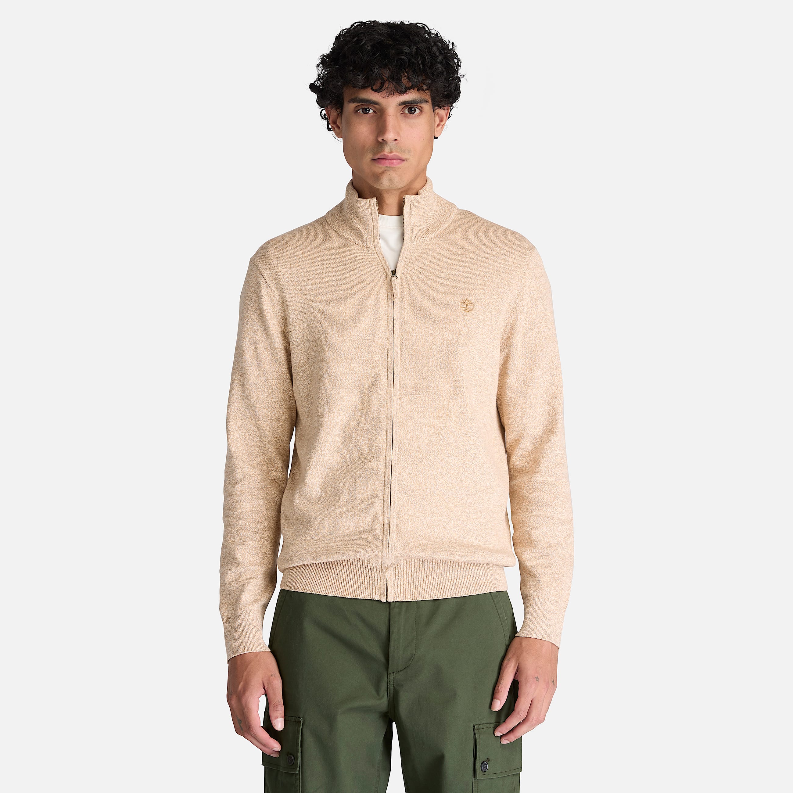 Williams River Cotton FullZip Jumper for Men in Light Beige TBL Beige ALT1