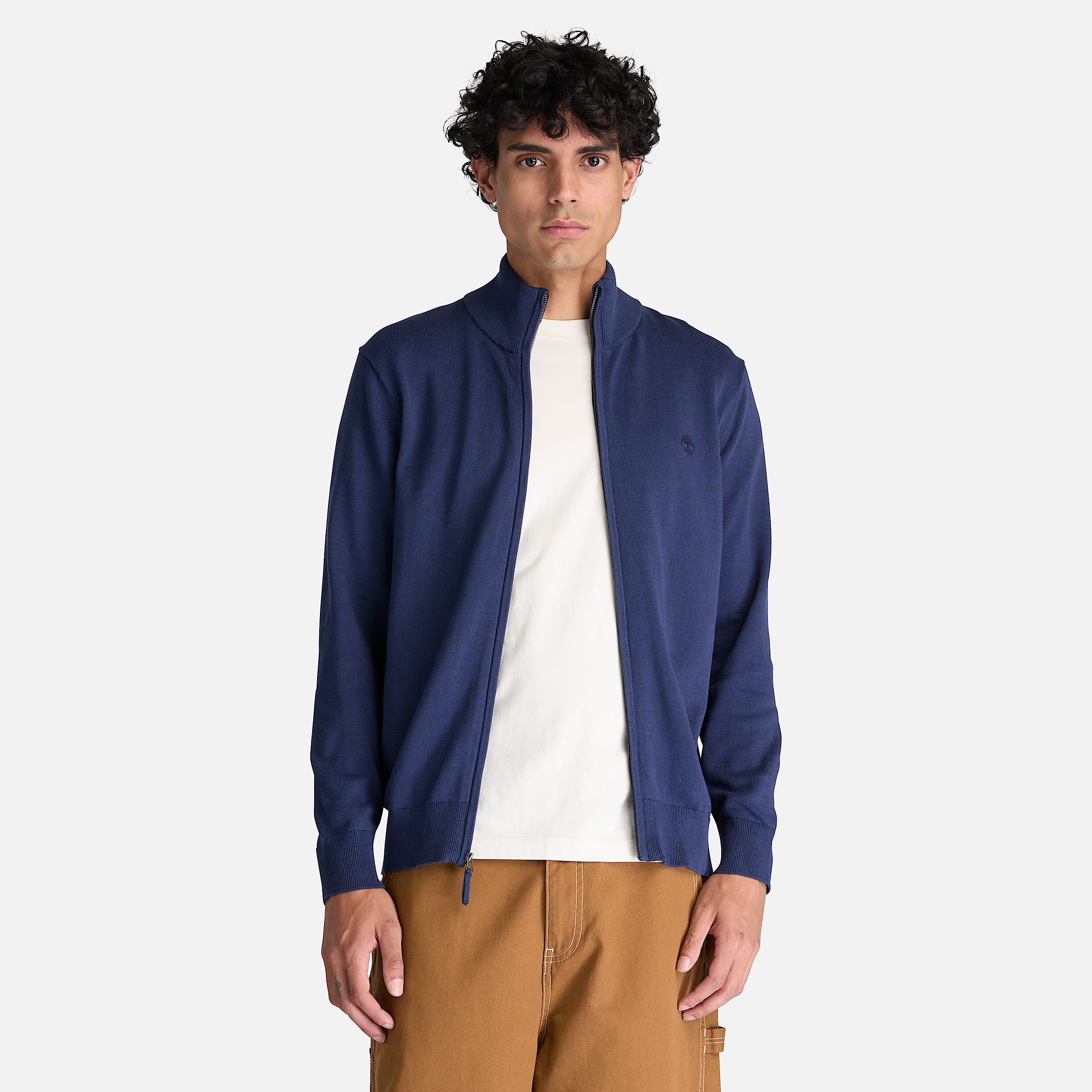 Chaqueta de algodn con cremallera integral Williams River para hombre en azul oscuro TBL azul ALT1