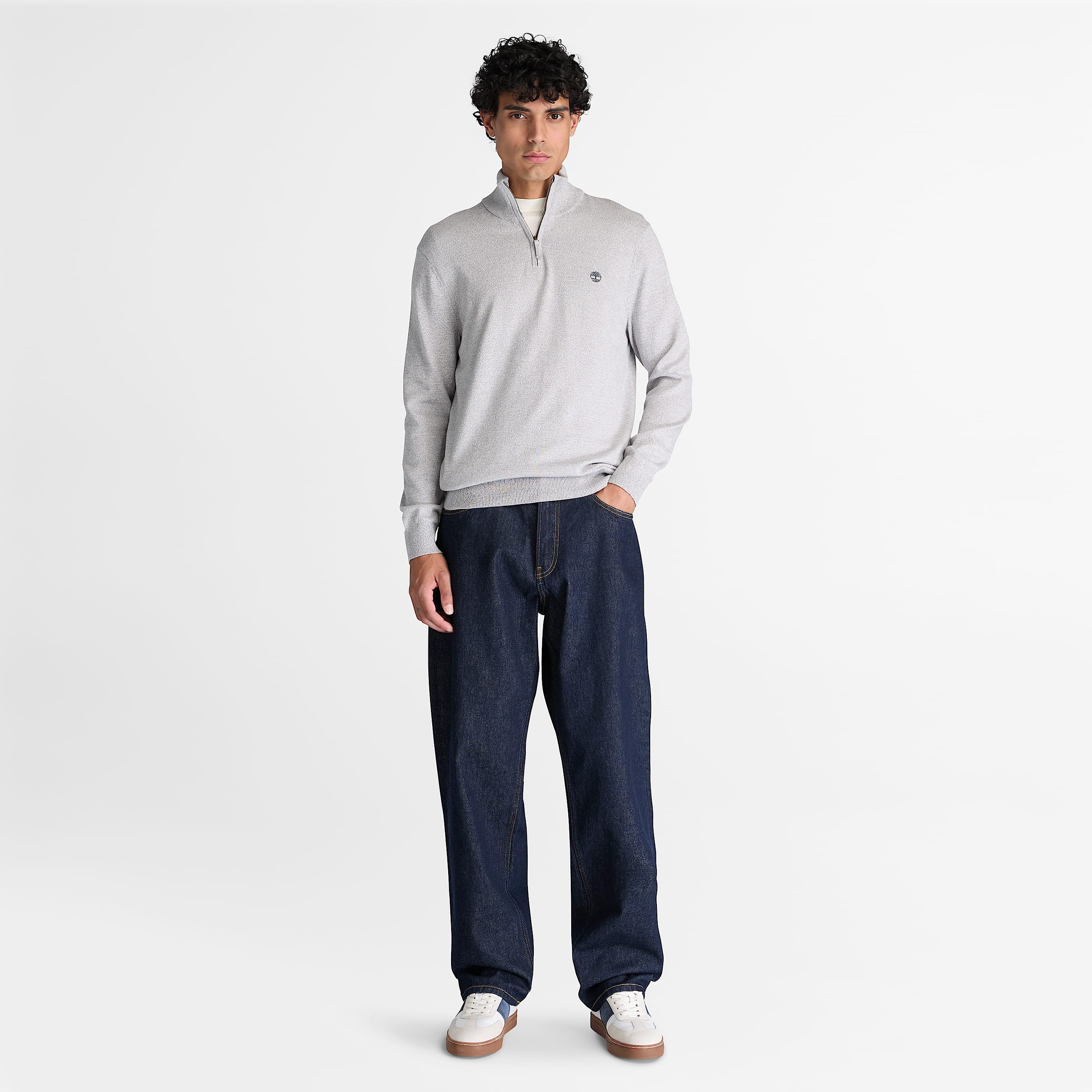 Williams River Cotton QuarterZip Jumper for Men in Grey TBL Grey ALT2