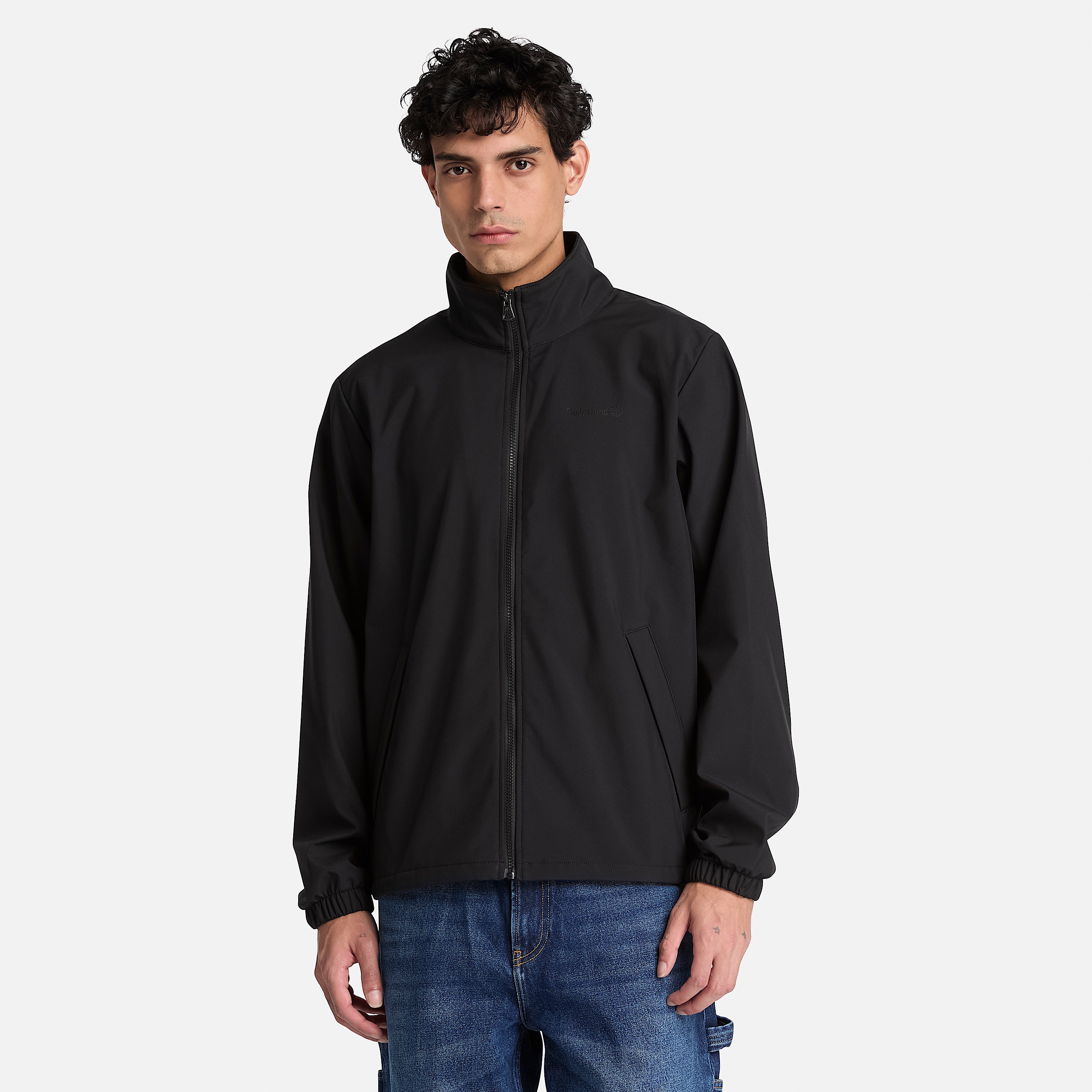 Veste coupevent softshell zippe pour homme en noir TBL noir ALT1