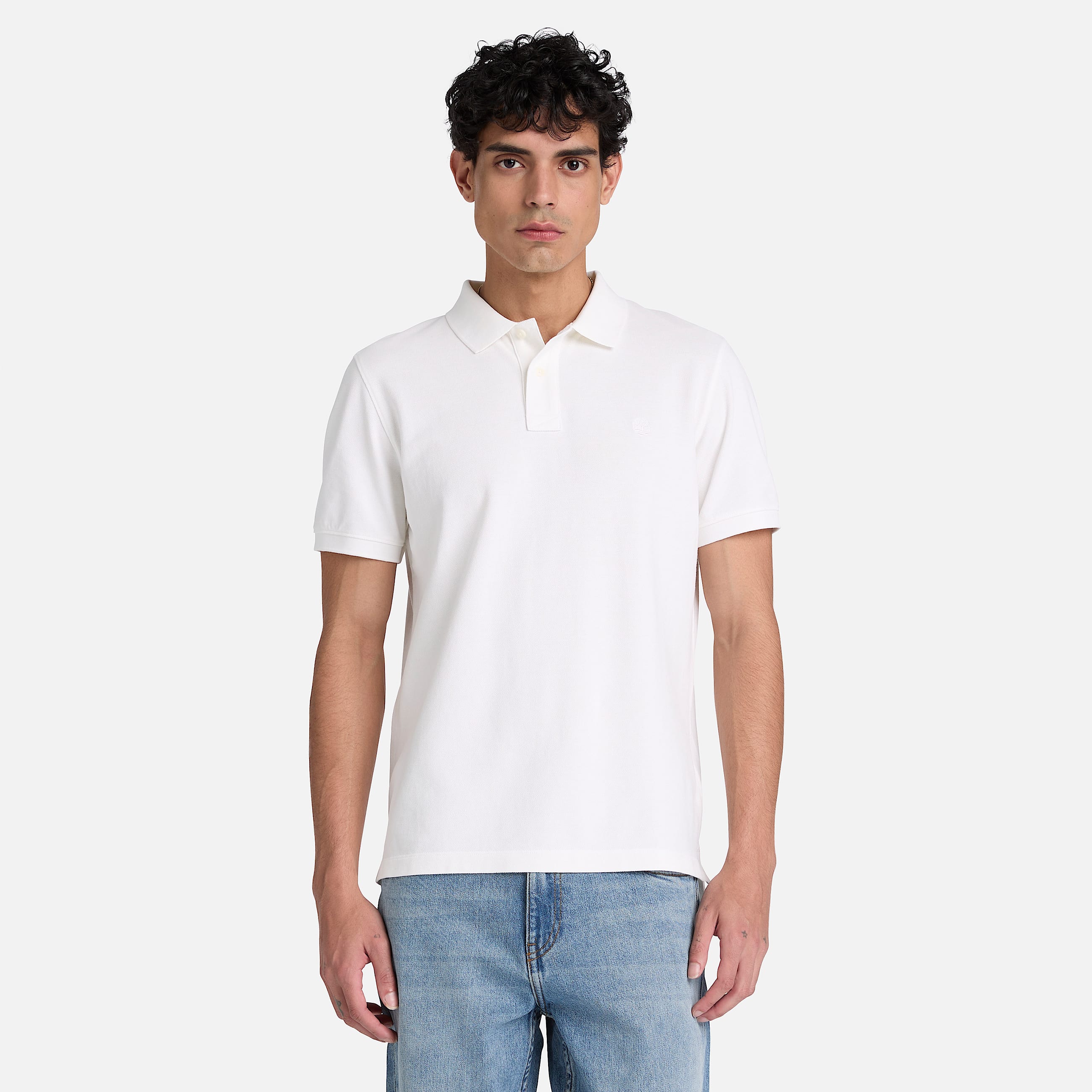 Polo de manga corta Millers River para hombre en blanco TBL blanco ALT1