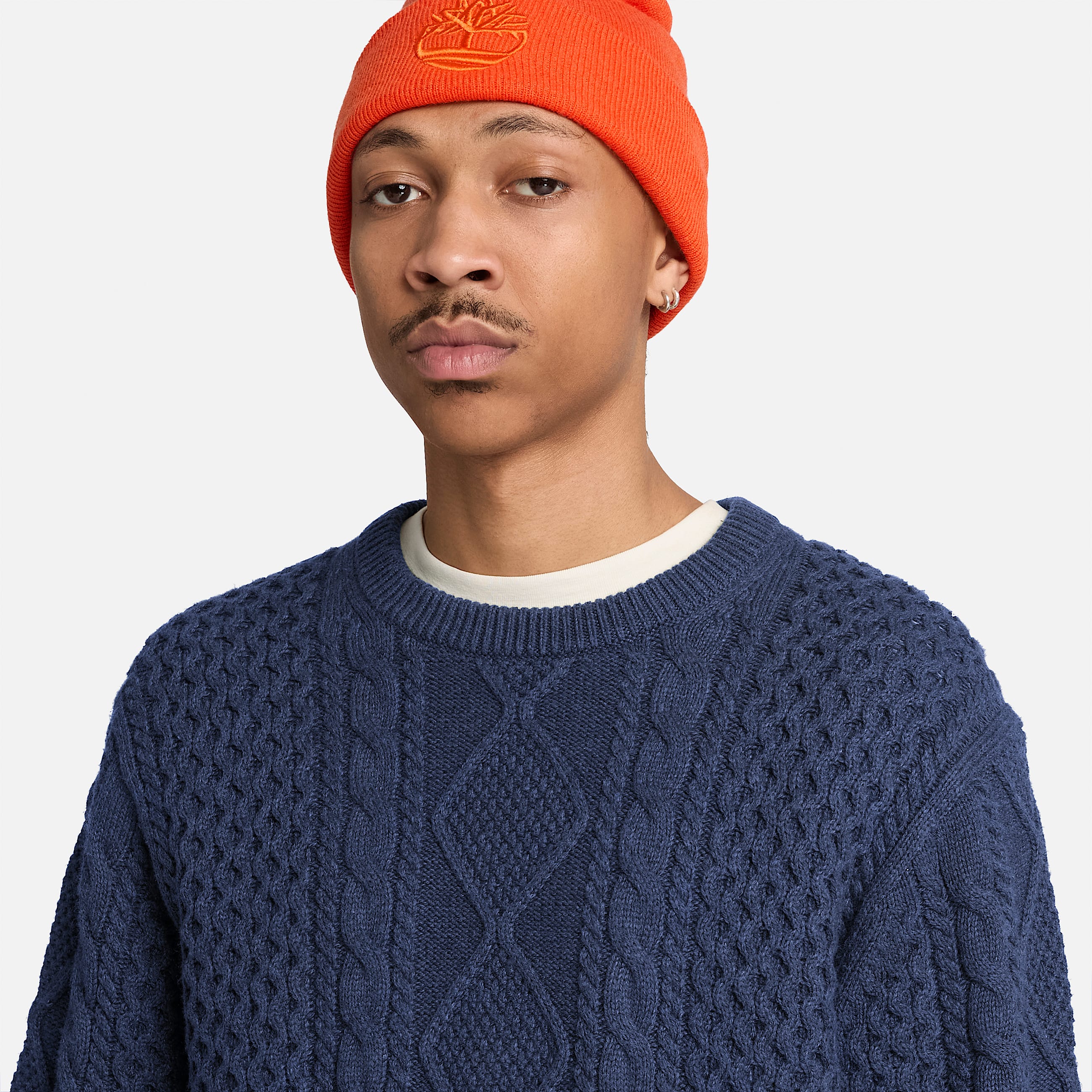 Phillips Brook CableKnit Crewneck Jumper for Men in Dark Blue TBL Blue ALT4