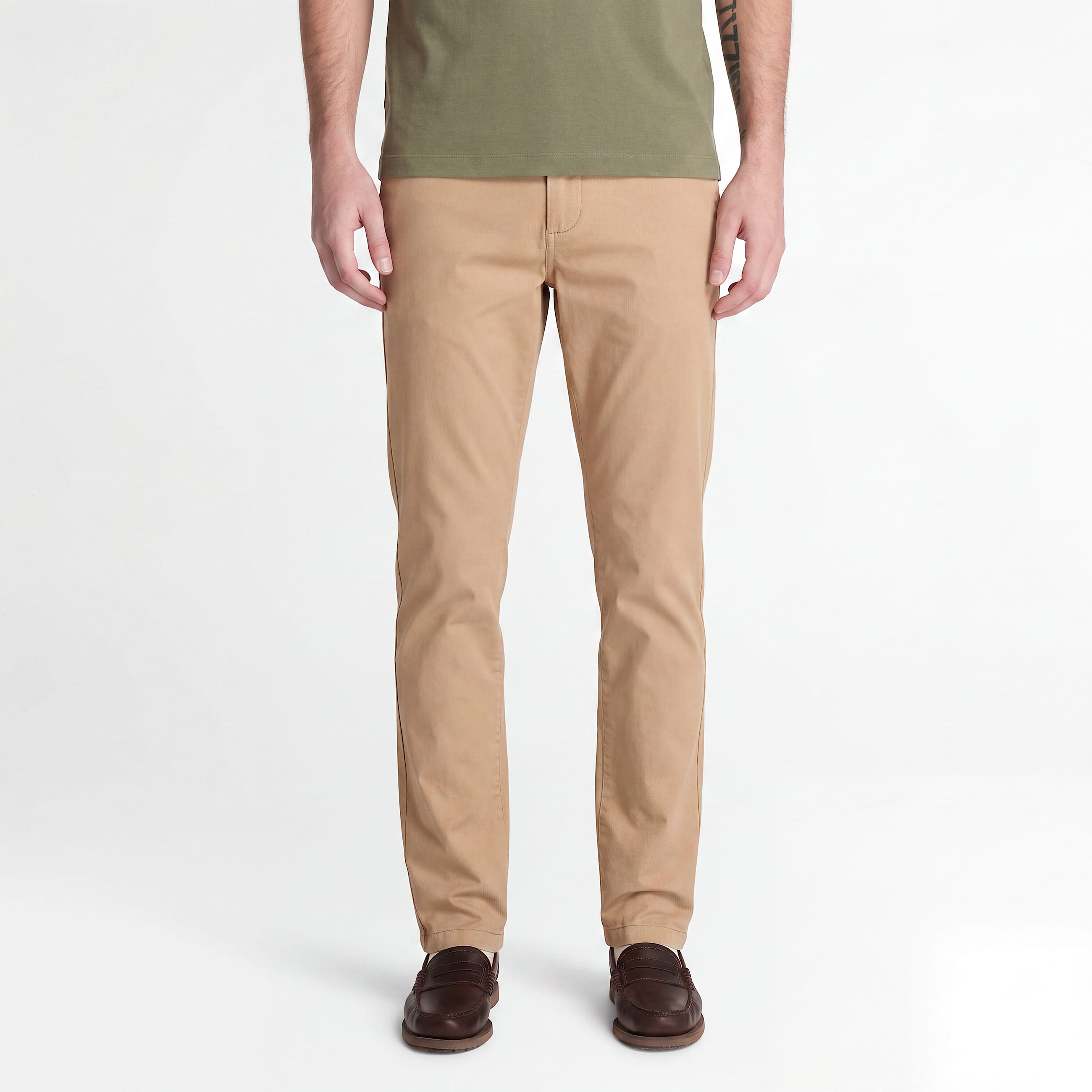 Claremont Slim Twill Chino Trouser for Men in Light Brown TBL Brown ALT1