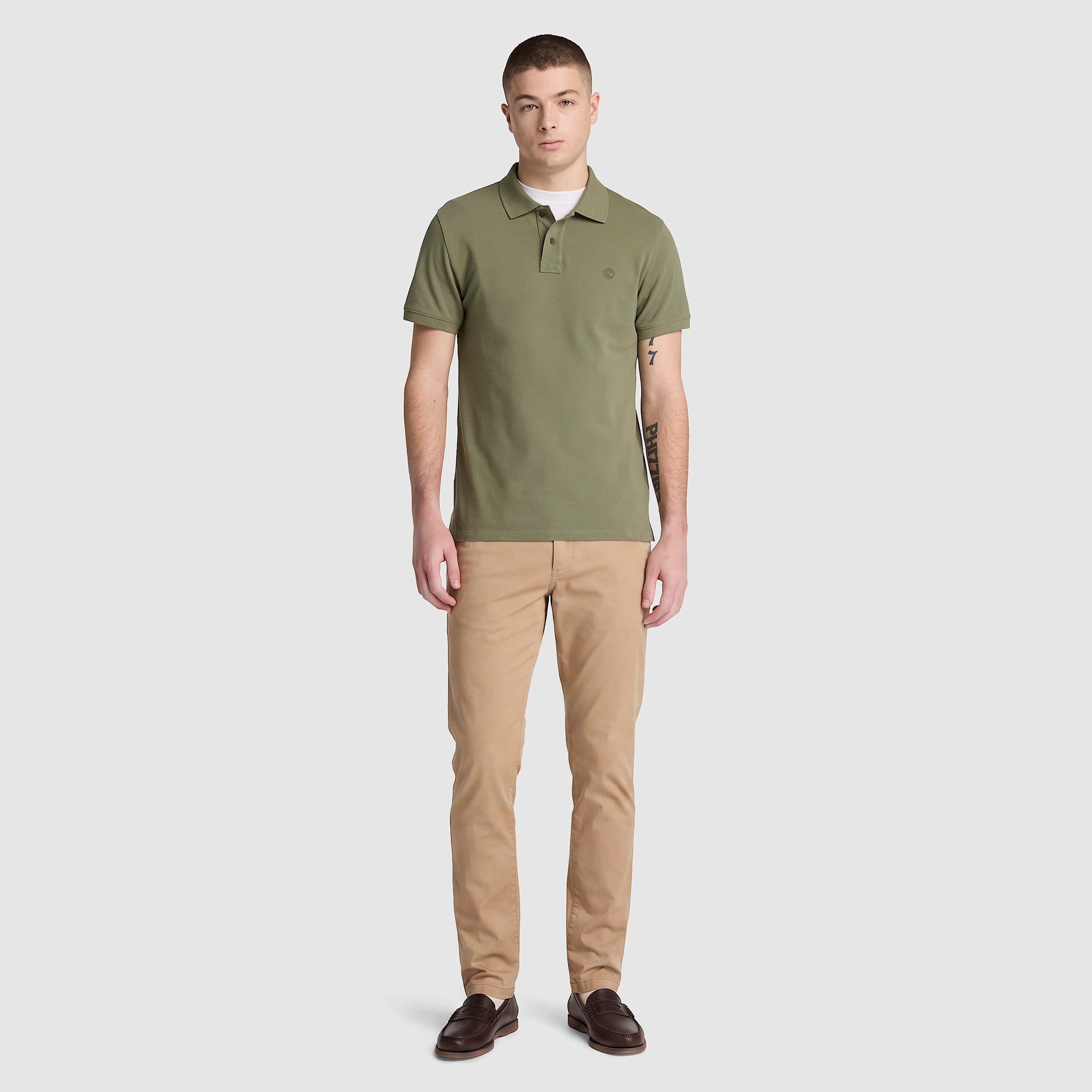 Claremont Slim Twill Chino Trouser for Men in Light Brown TBL Brown ALT2