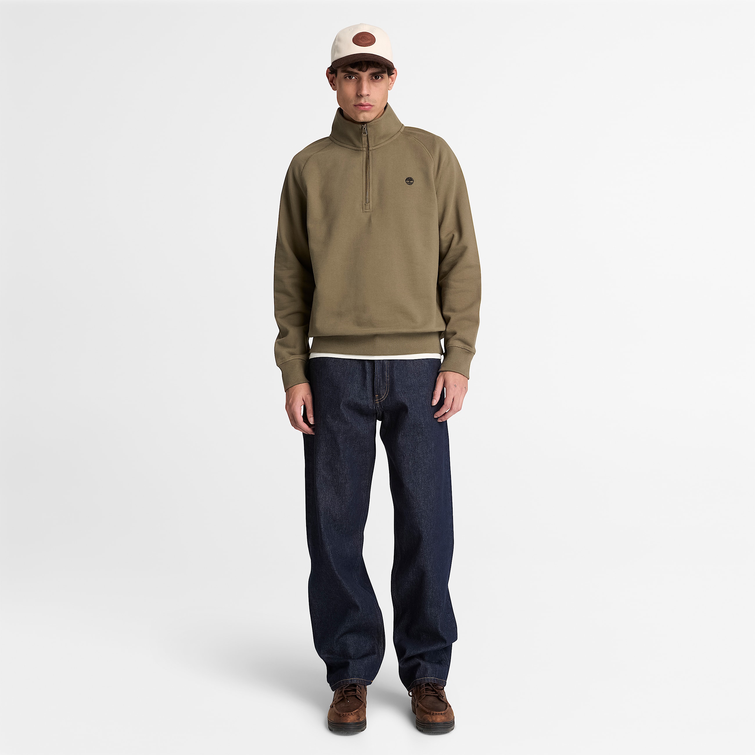 Exeter River Embroidered Logo QuarterZip Sweatshirt for Men in Dark Green TBL Green ALT2