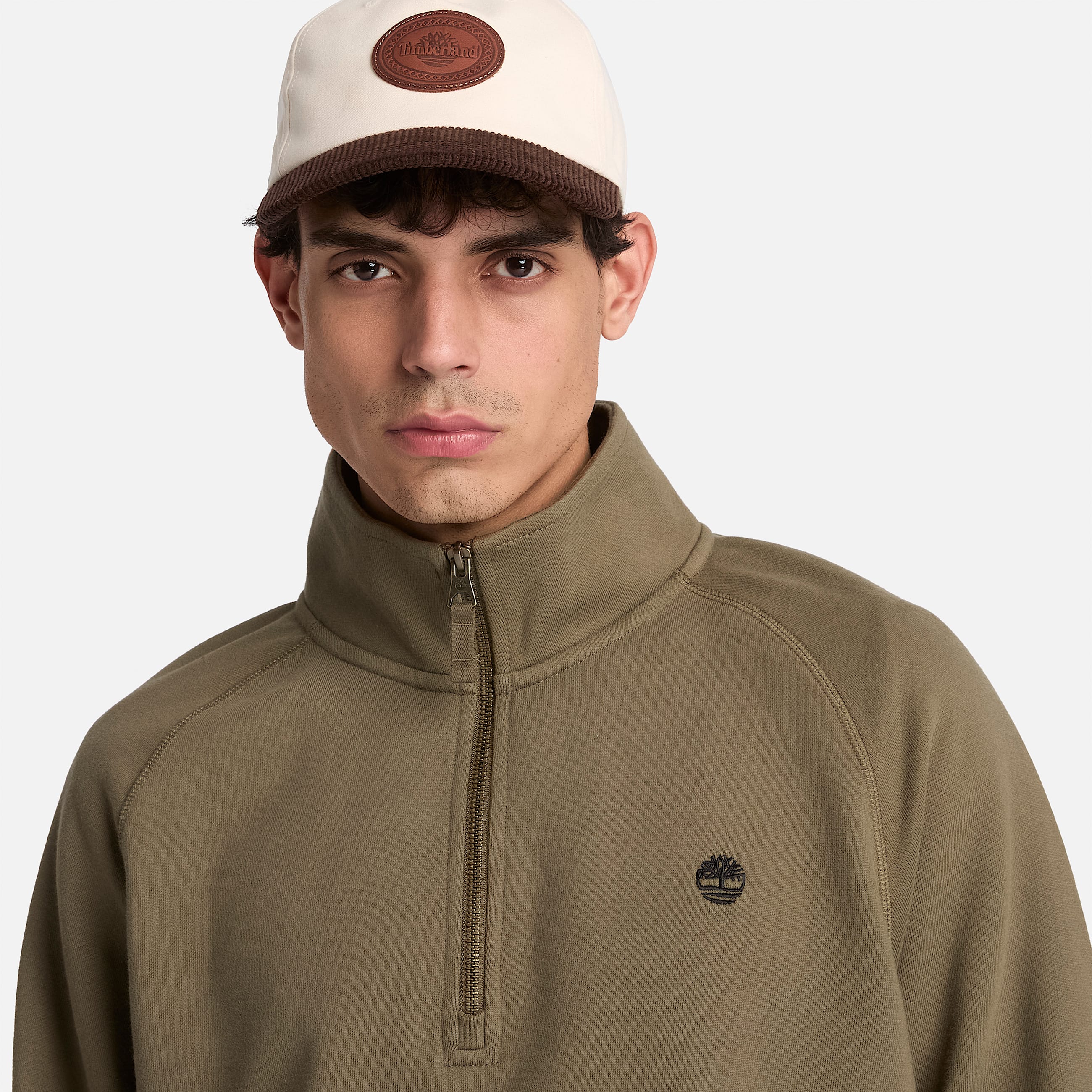 Exeter River Embroidered Logo QuarterZip Sweatshirt for Men in Dark Green TBL Green ALT3