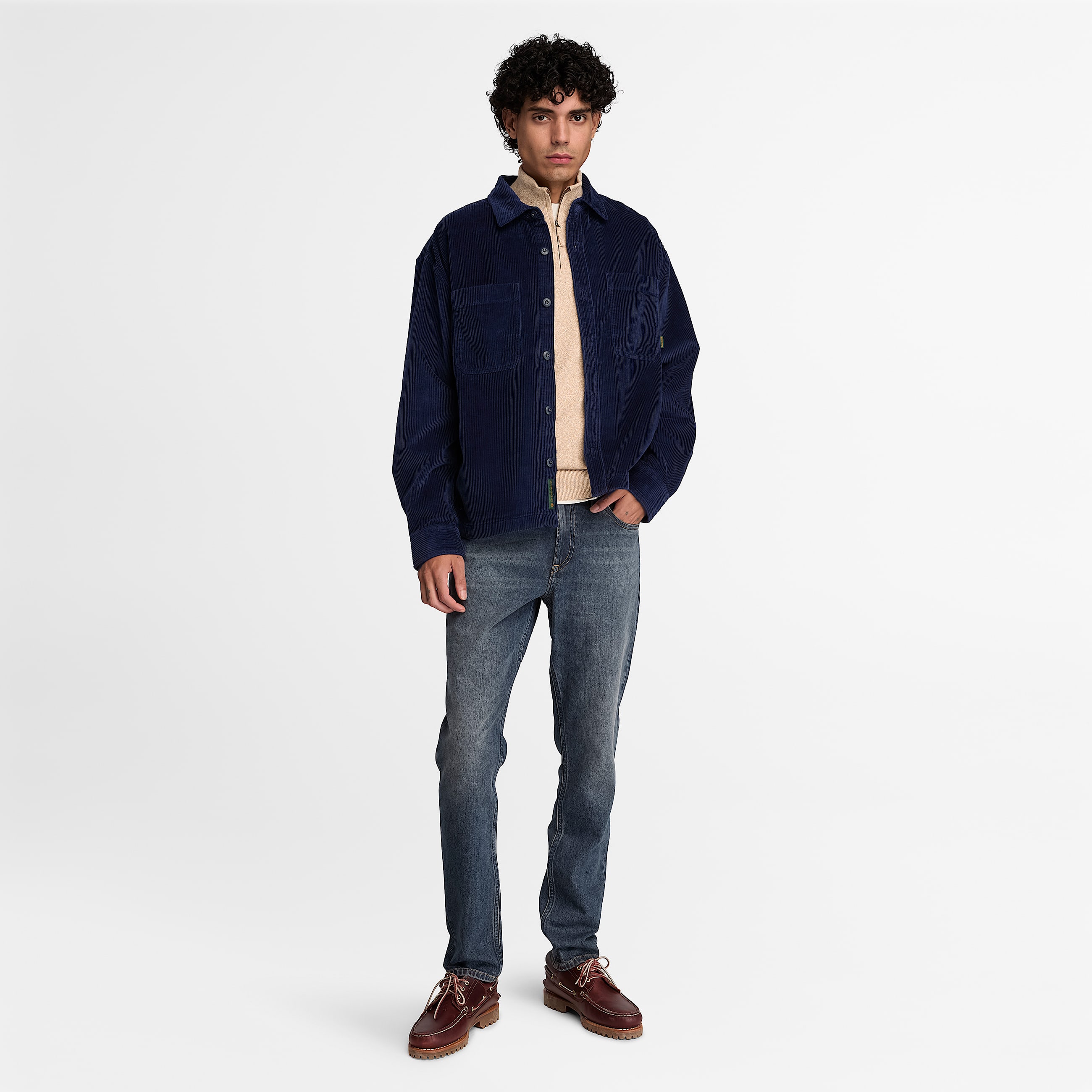 Williams River Cotton QuarterZip Jumper for Men in Light Beige TBL Beige ALT2